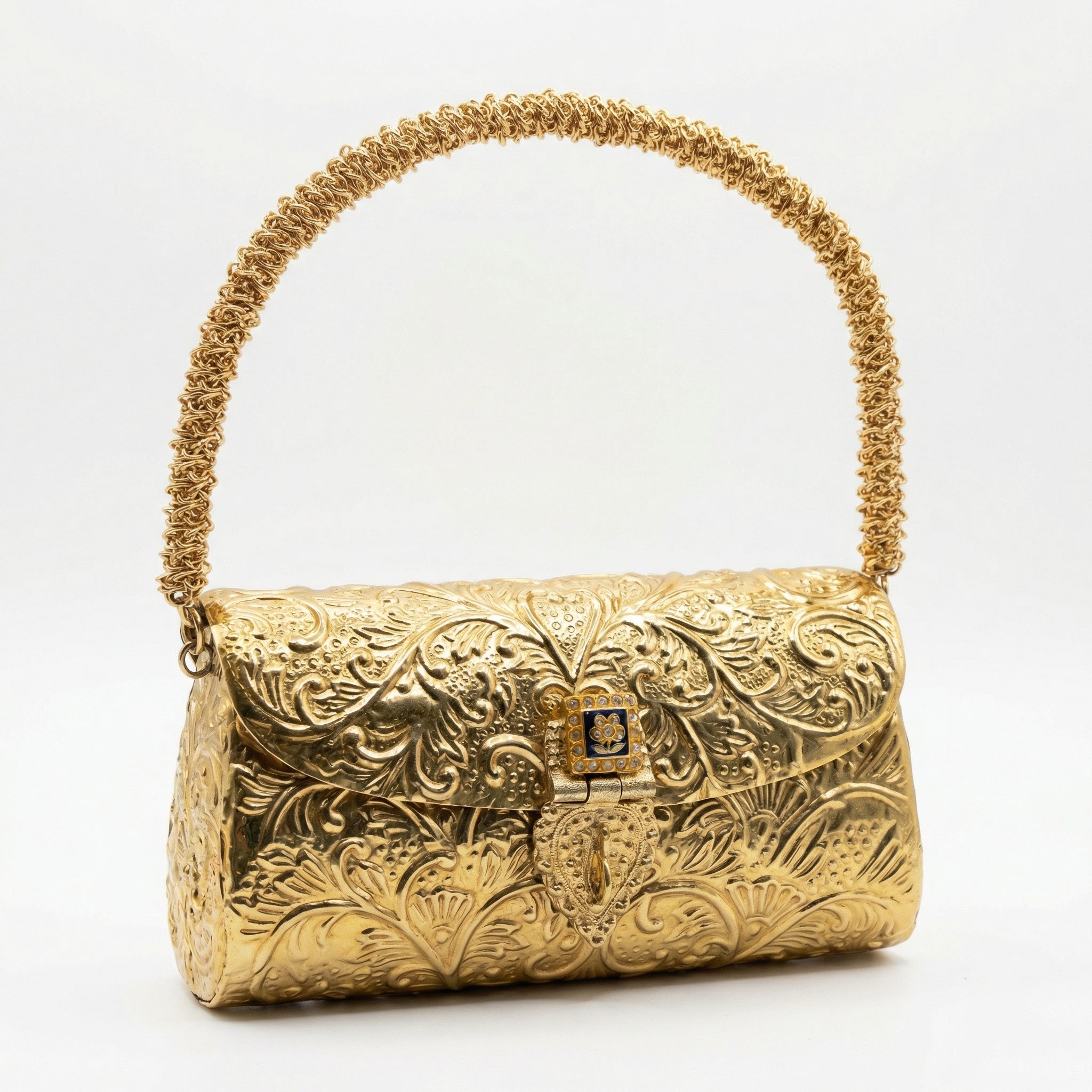 Carved Heritage Golden Clutch Bag