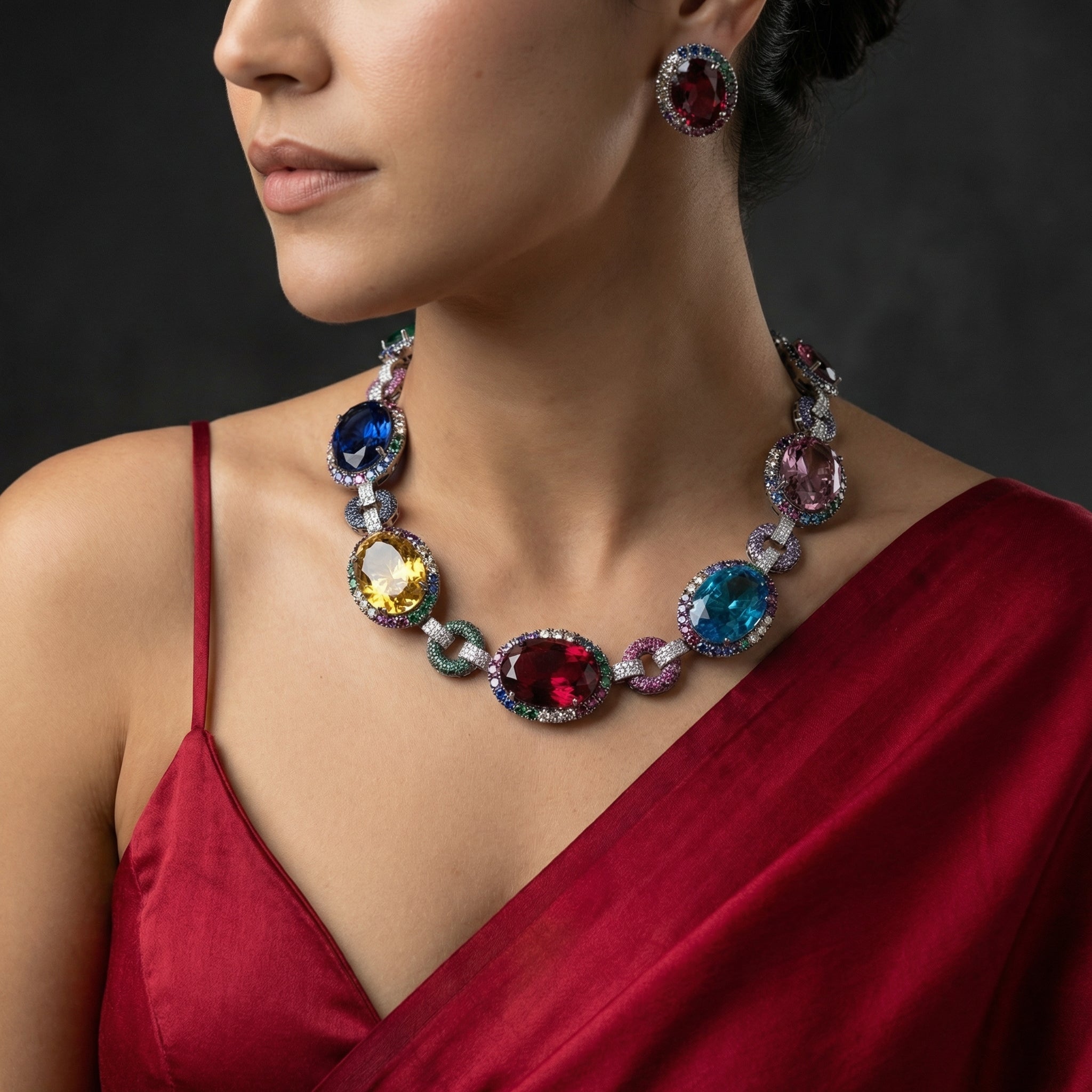 Aurora Gems Statement Necklace Set