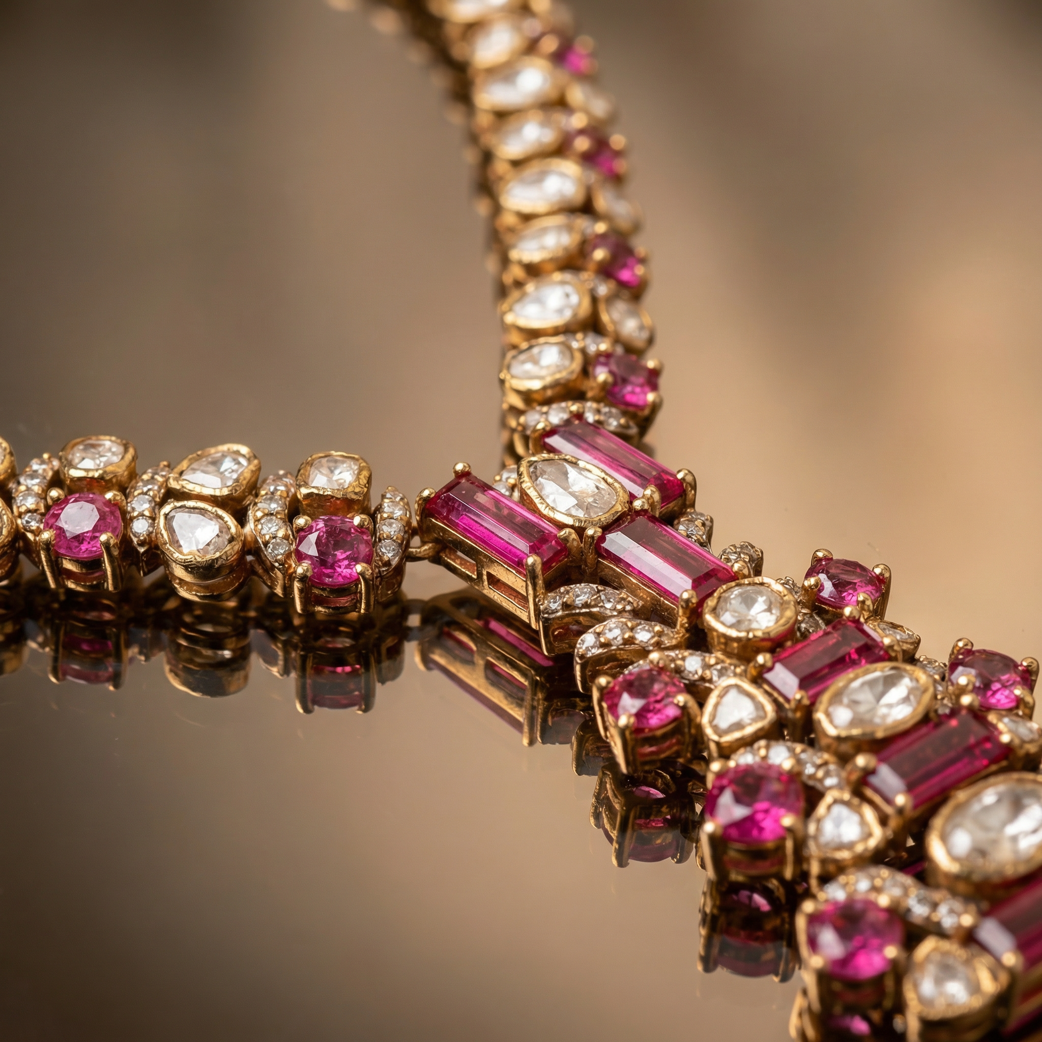 Saundarya Ruby Baguette Luxury Necklace Set
