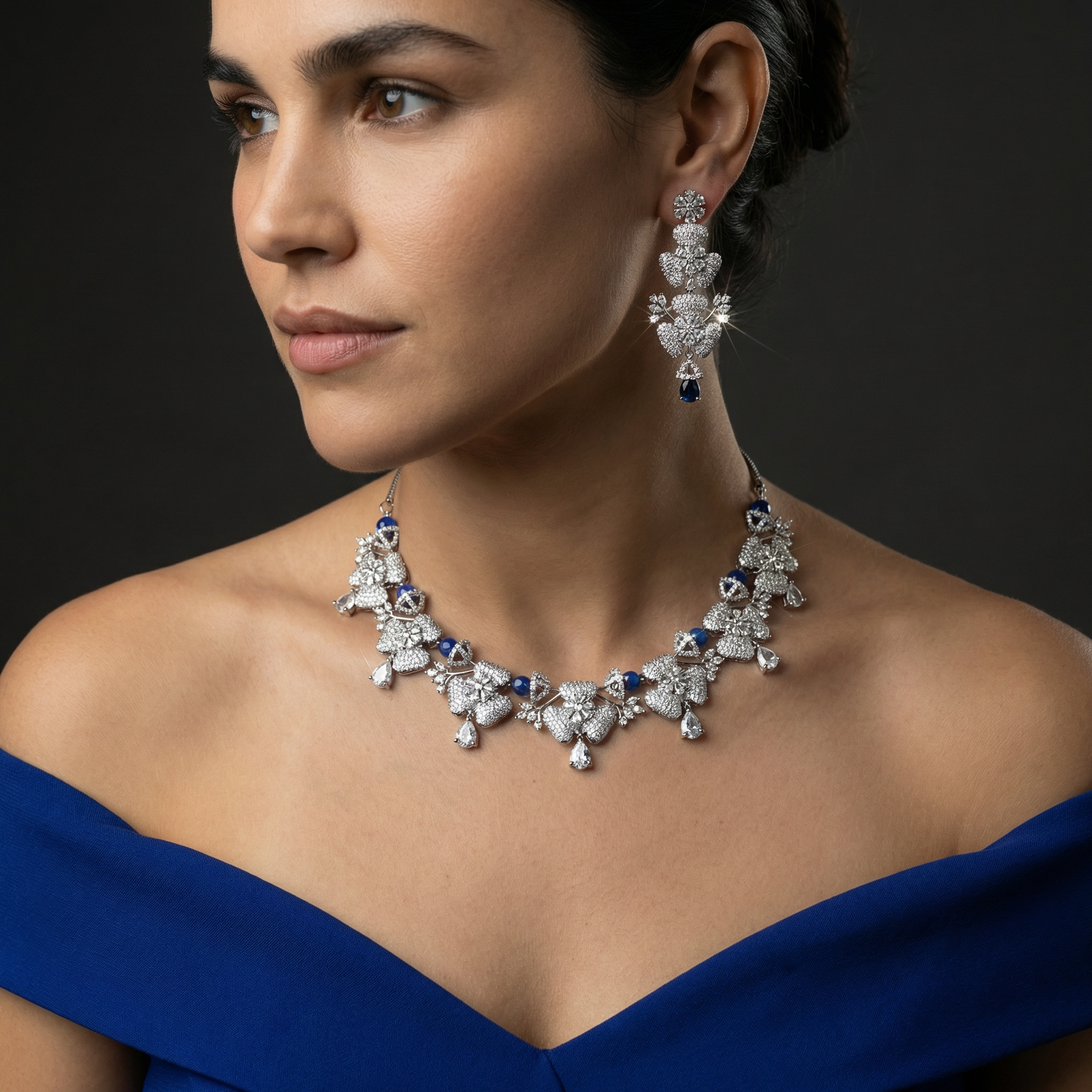 Floral AD Sapphire Necklace