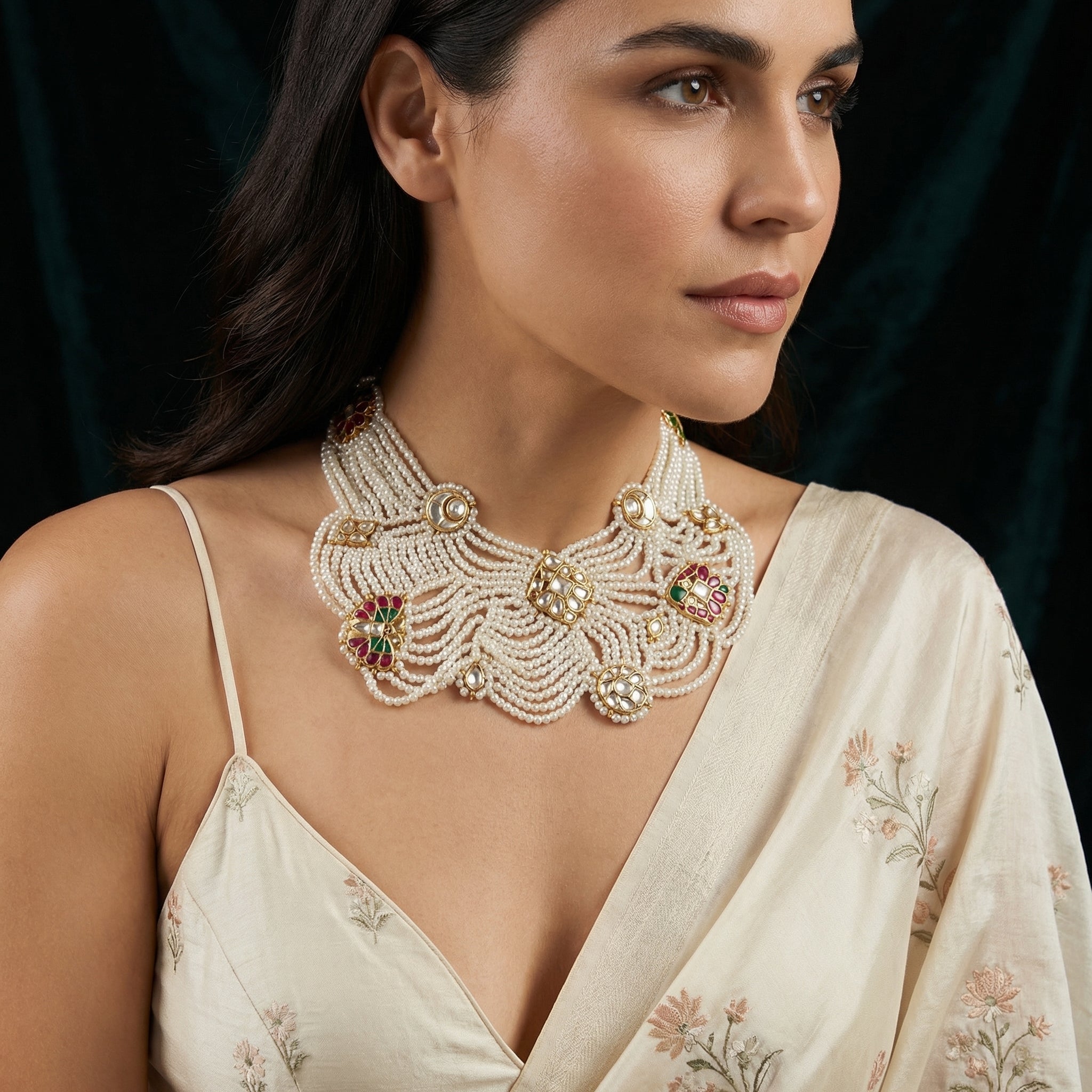Vasudha Pearl Collar Necklace Set