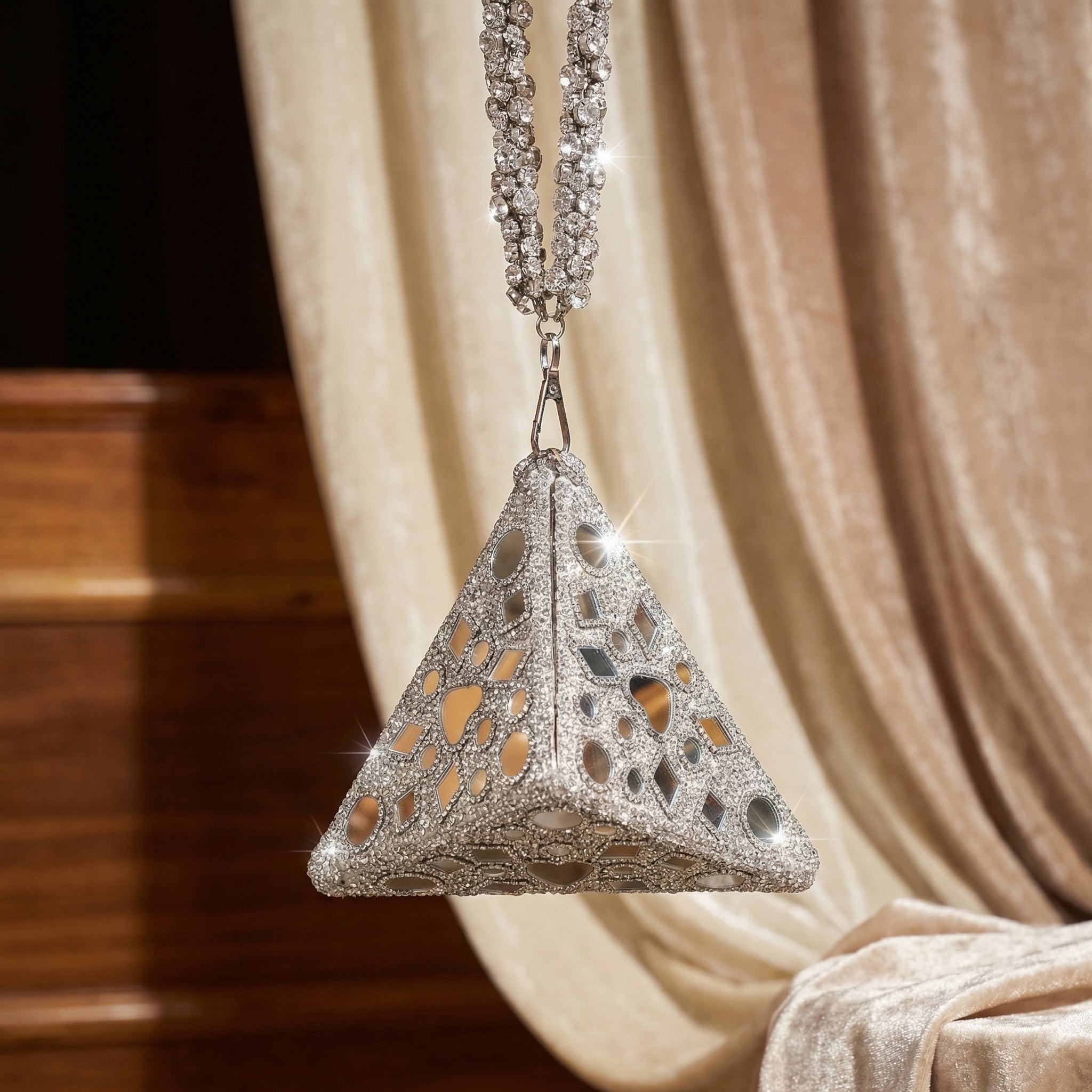 Silver Mirror Pyramid Structured Bag