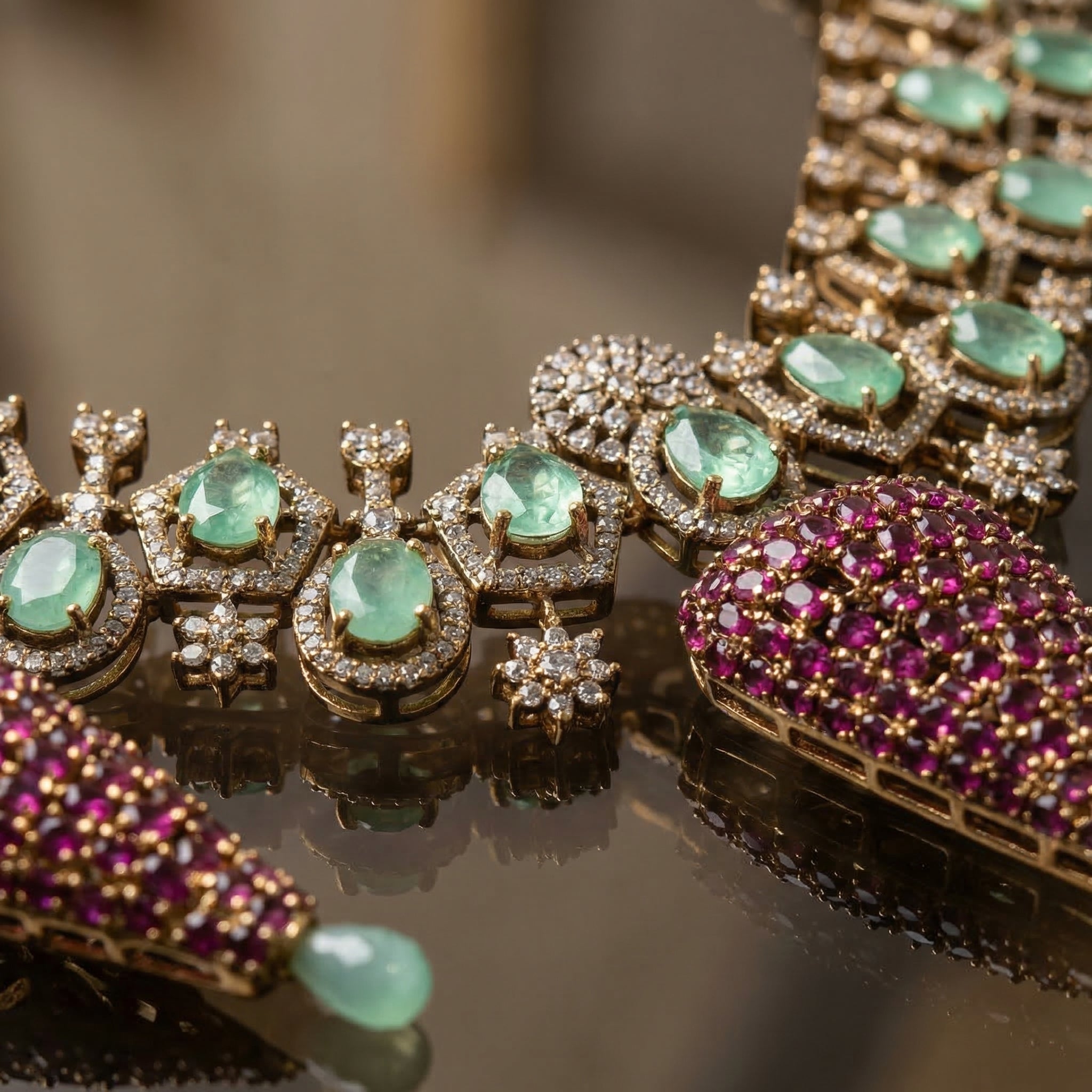 Vasundhara Mint and Pink Necklace Set