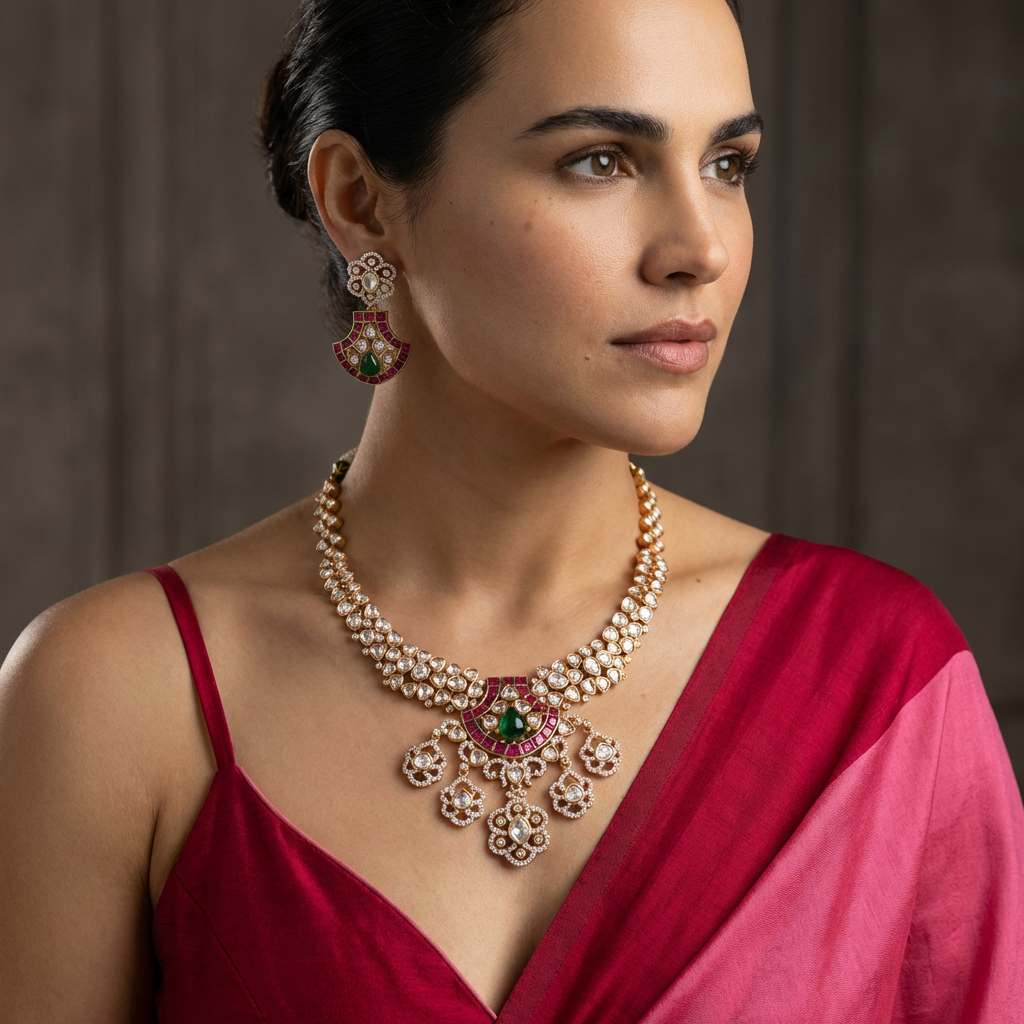 Lahiri Polki Heritage Necklace Set