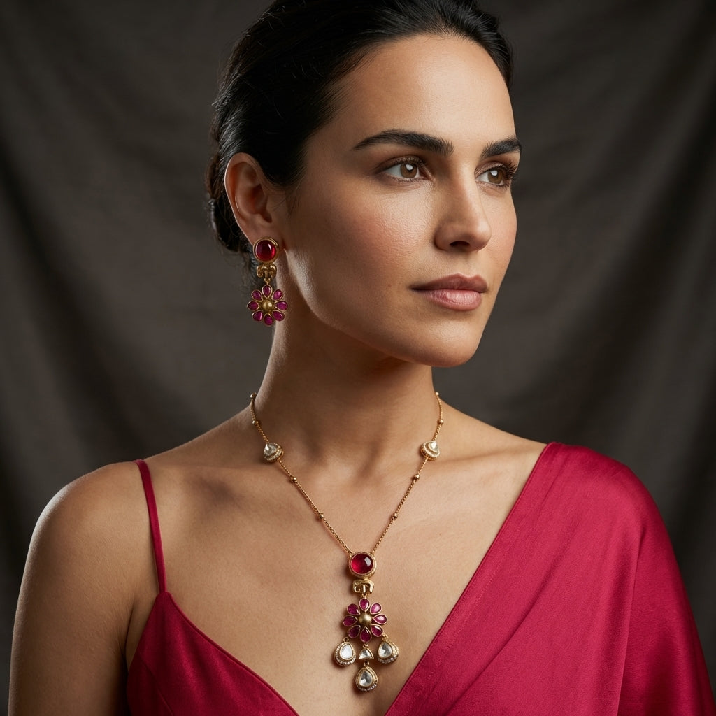 Navrang Elephant Charm Pendant Set