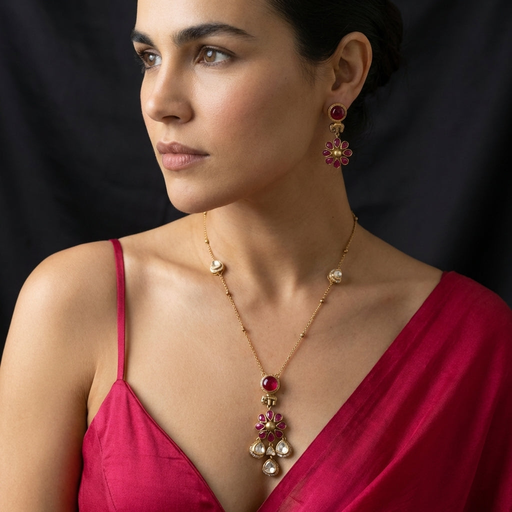 Navrang Elephant Charm Pendant Set