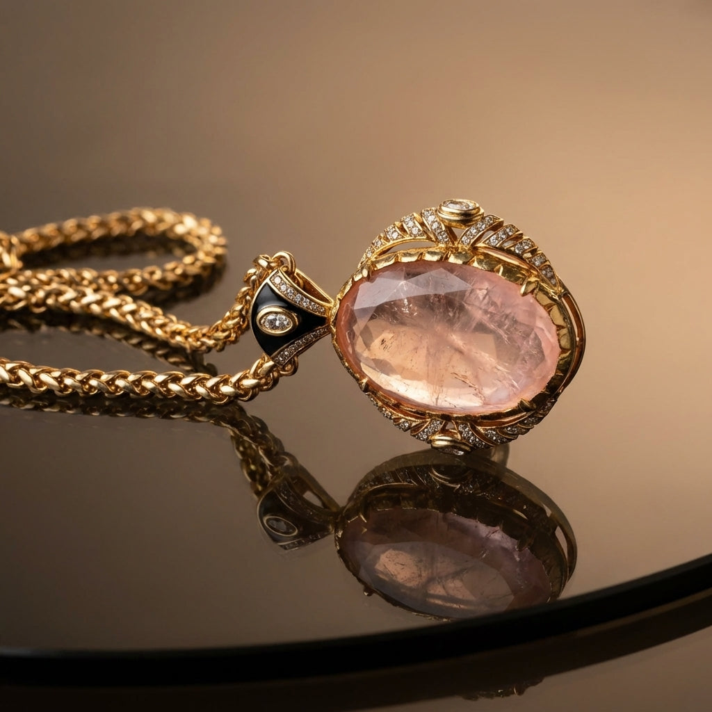 Pink Aura Pendant Necklace Set