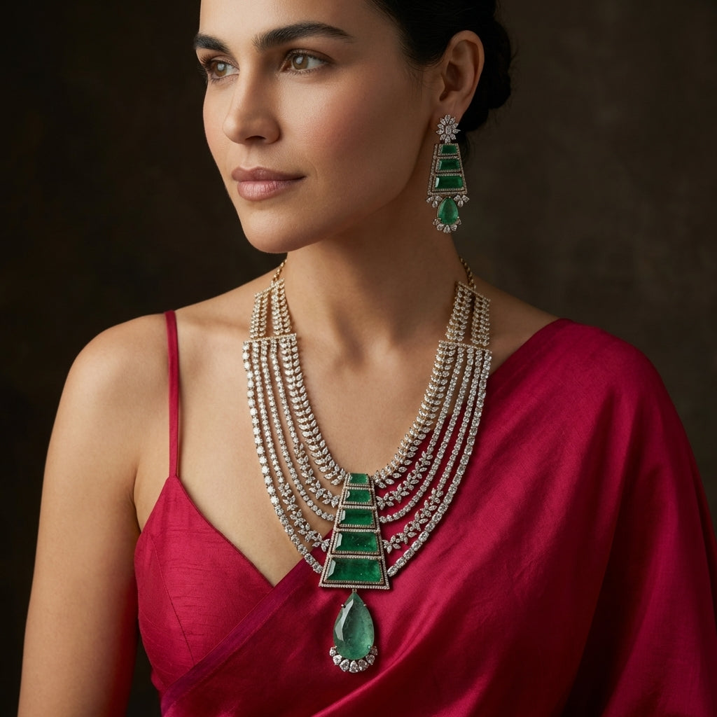 Aurevina Emerald Grandeur Necklace Set