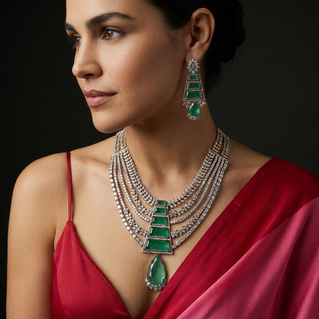 Aurevina Emerald Grandeur Necklace Set