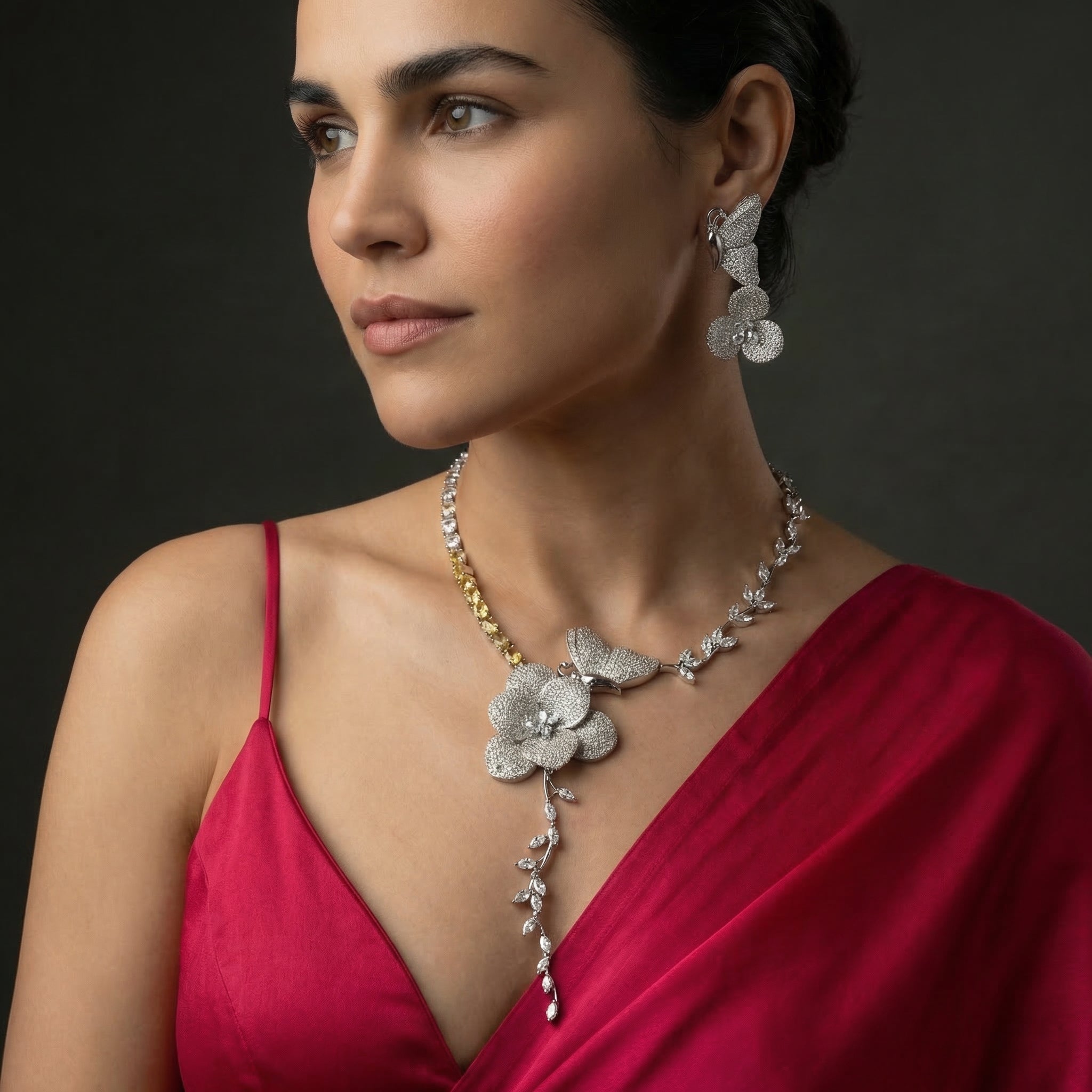 Midnight Orchid Necklace Set – handcrafted orchid necklace by Ozel