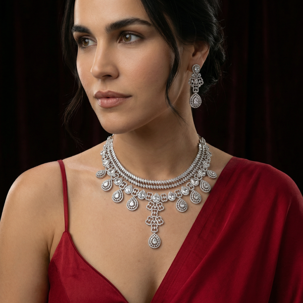 Fleur Double-Layer AD Necklace Set