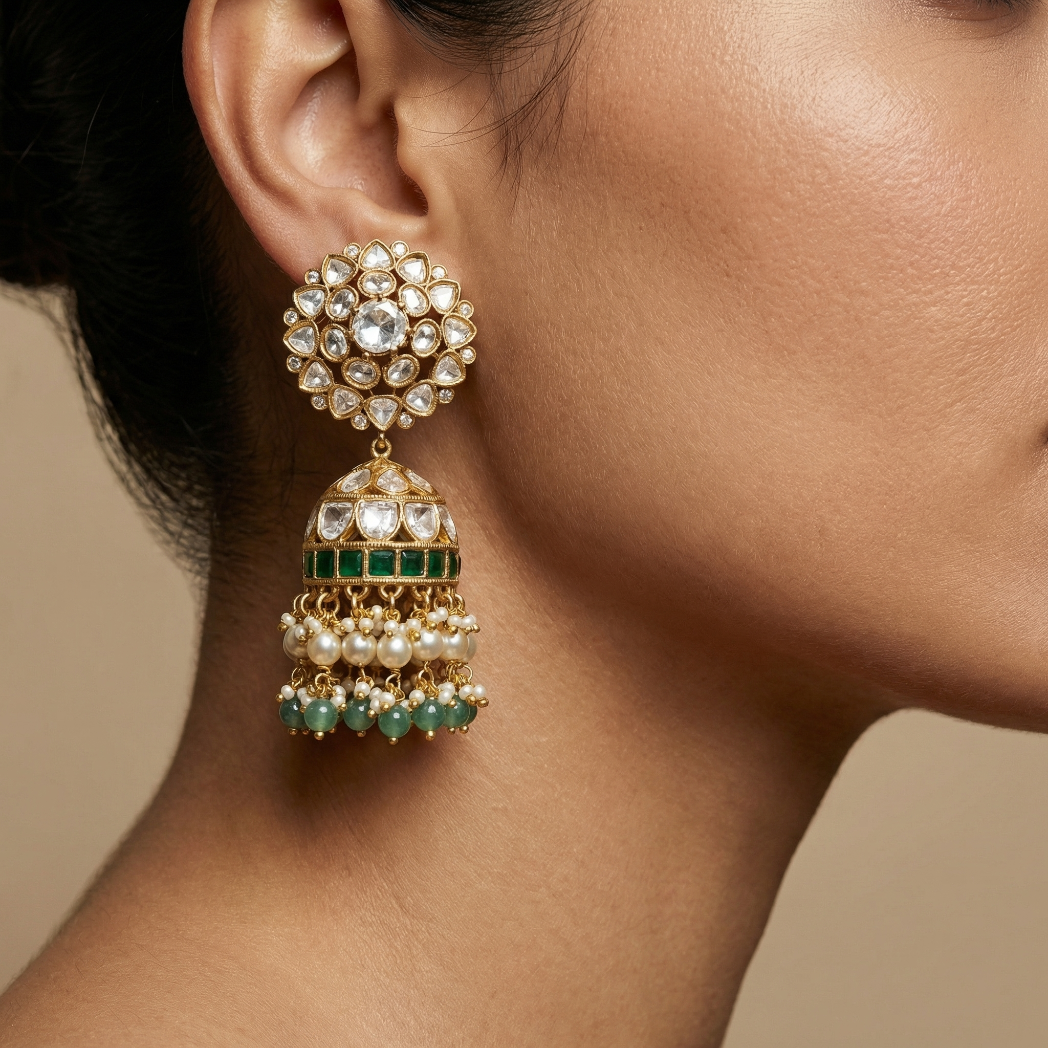 Aarunya Kundan Bloom Jhumkas