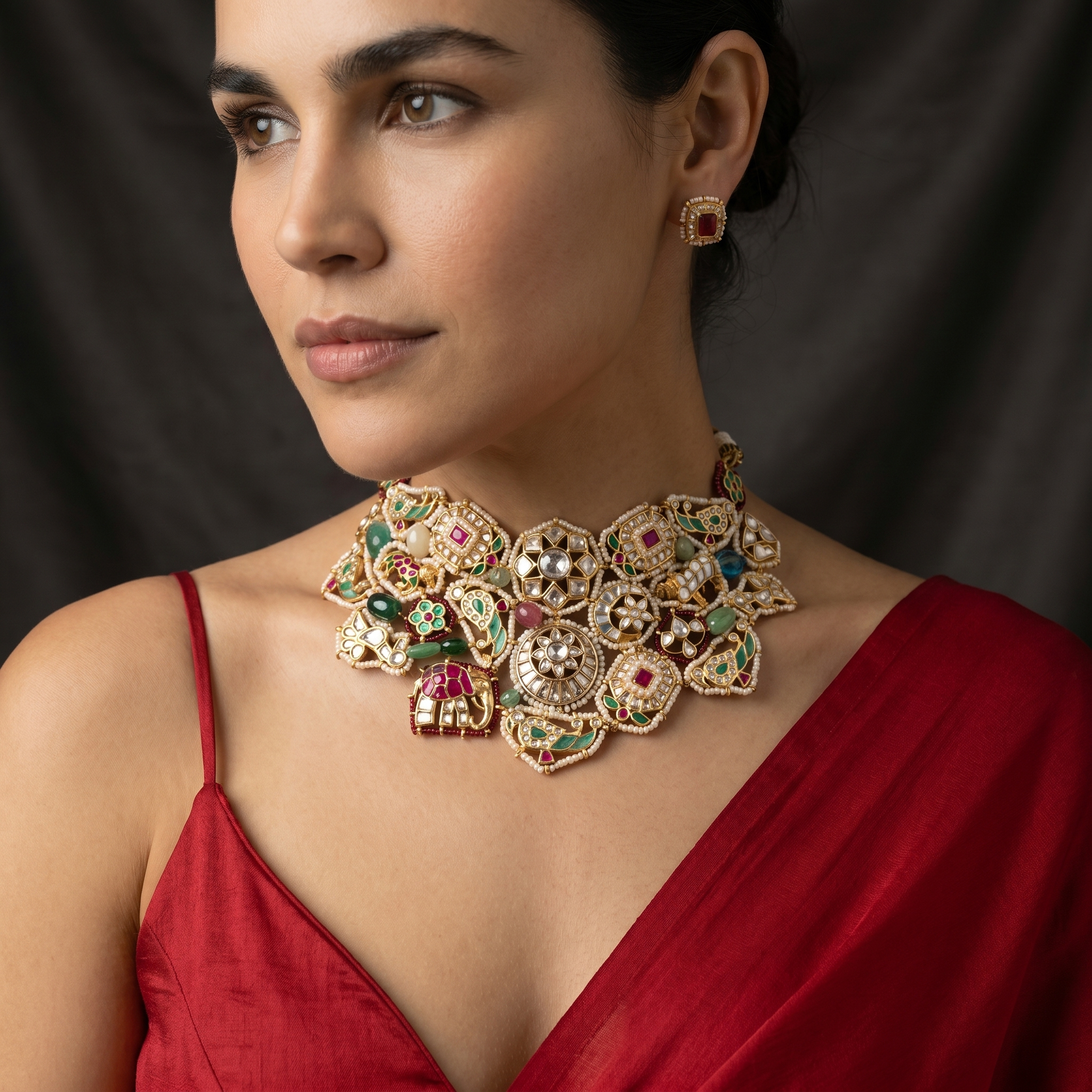 Viyaan Motif Collar Necklace Set