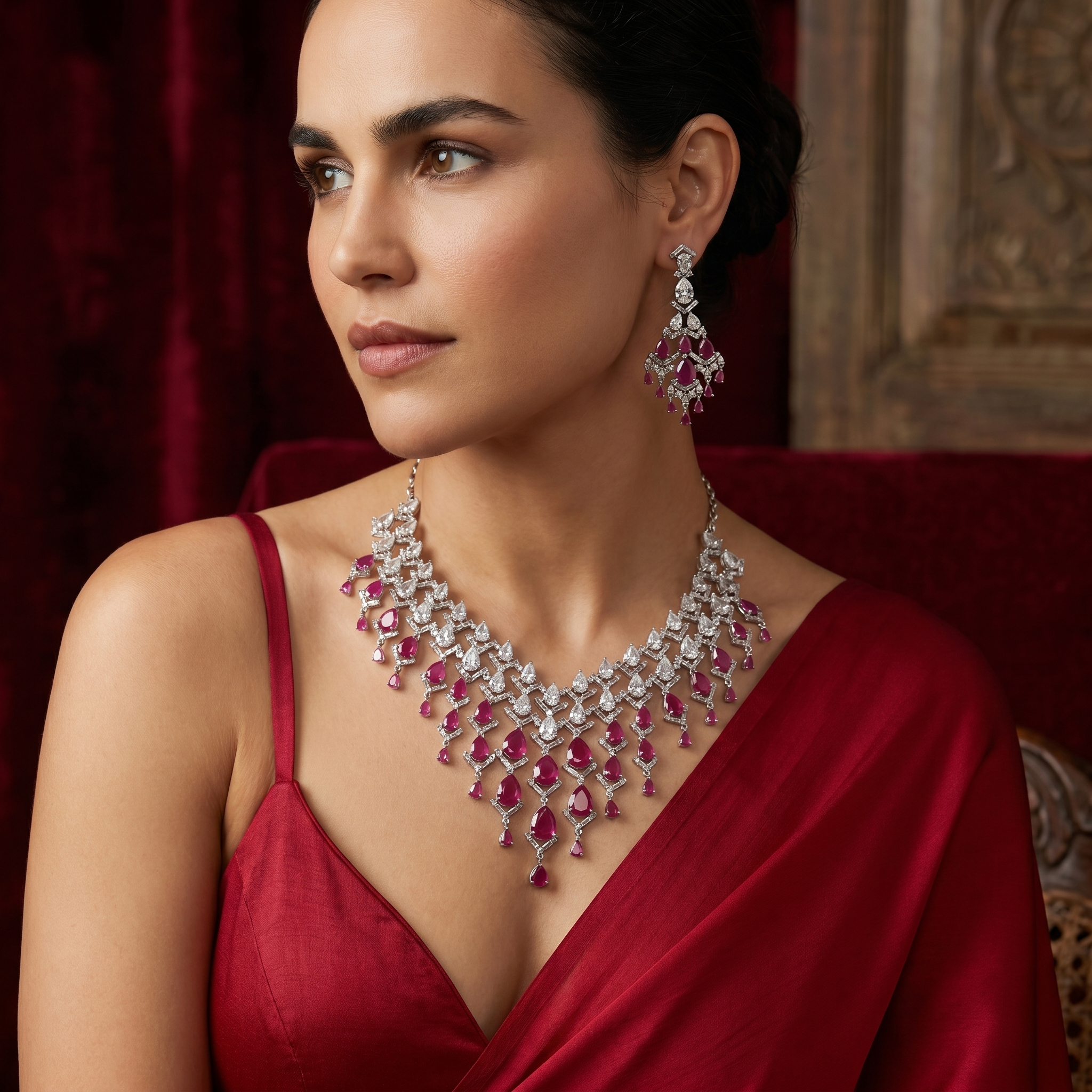 Shamita Regal Ruby Cascade Set