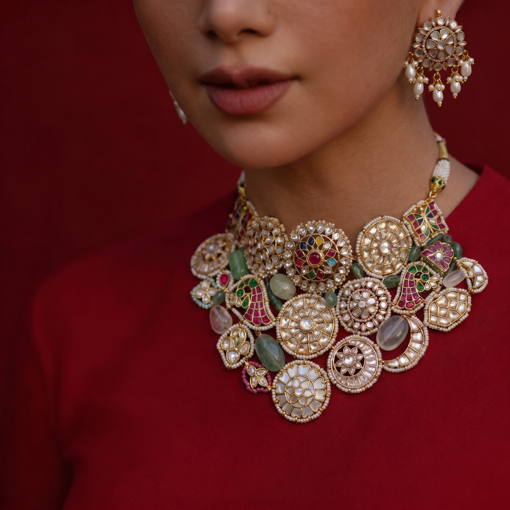 Krisha Motif Collar Necklace Set