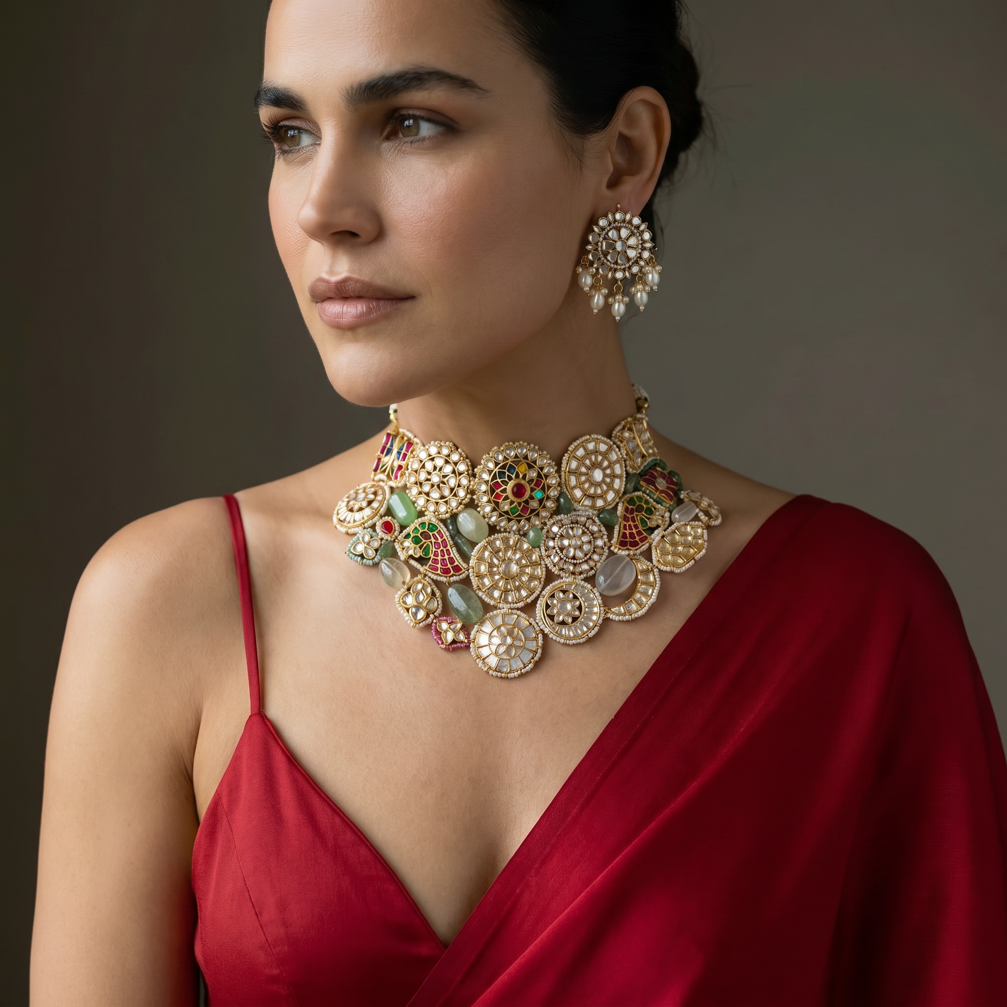 Krisha Motif Collar Necklace Set