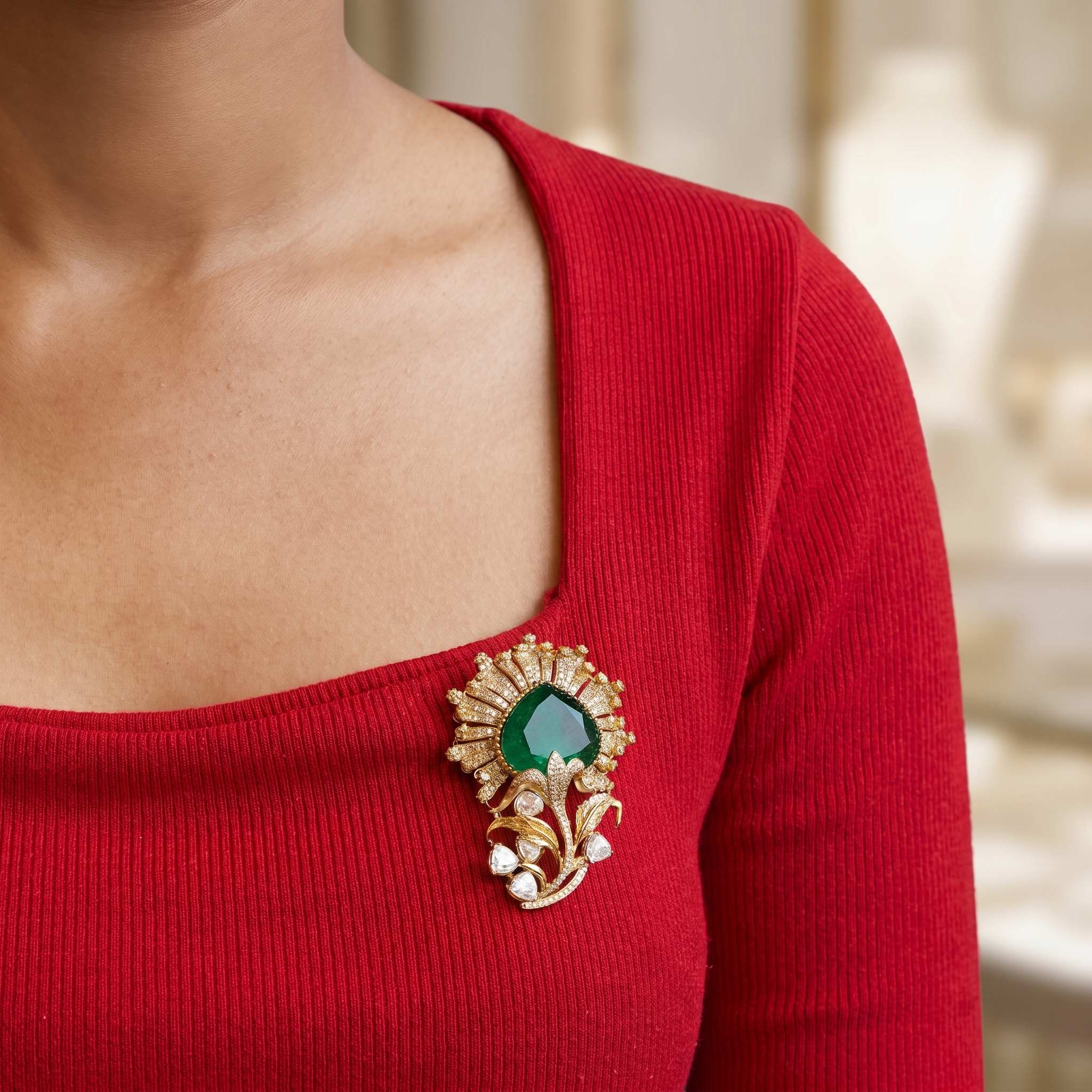 Ritambari Emerald Brooch