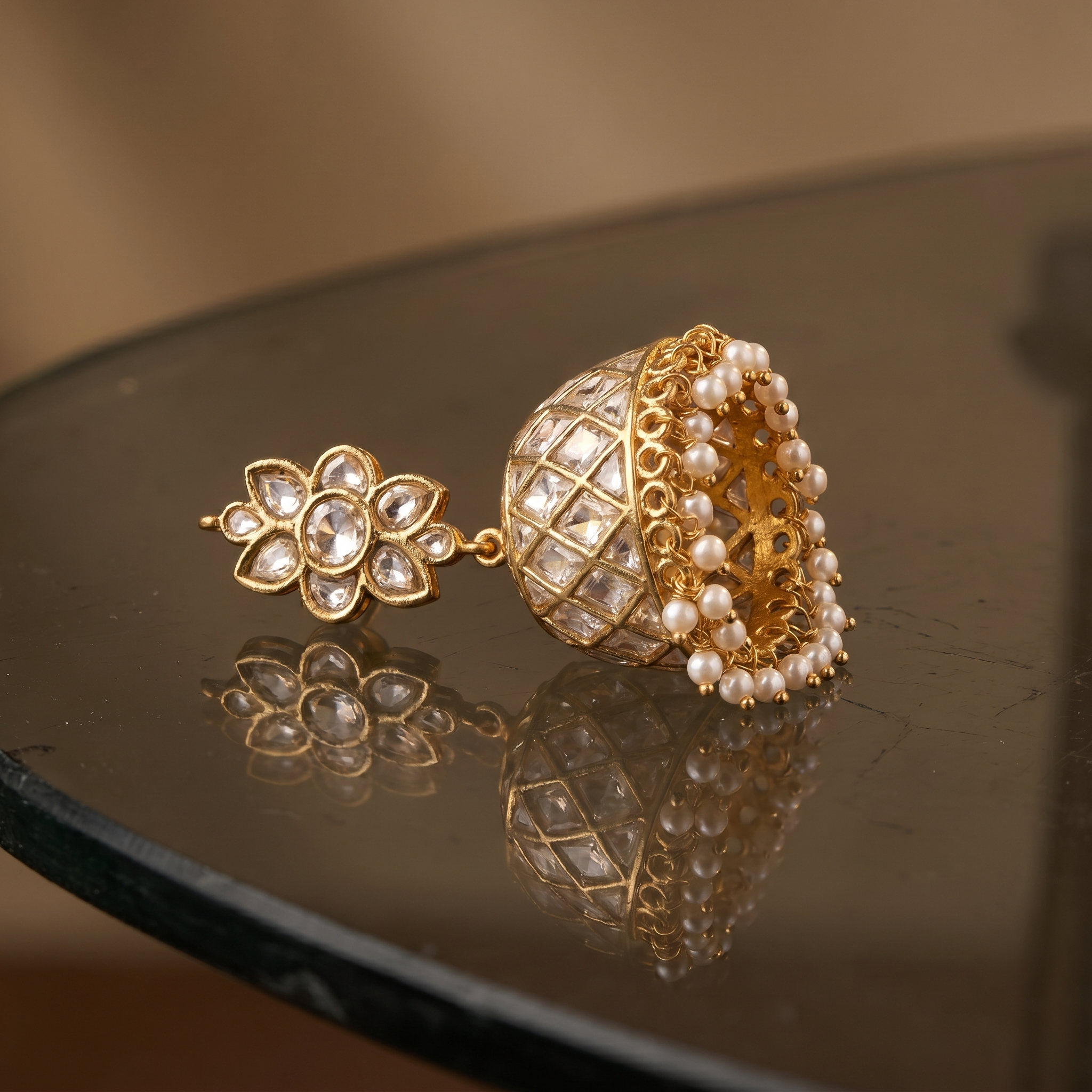 Yashira Kundan Dome Jhumka