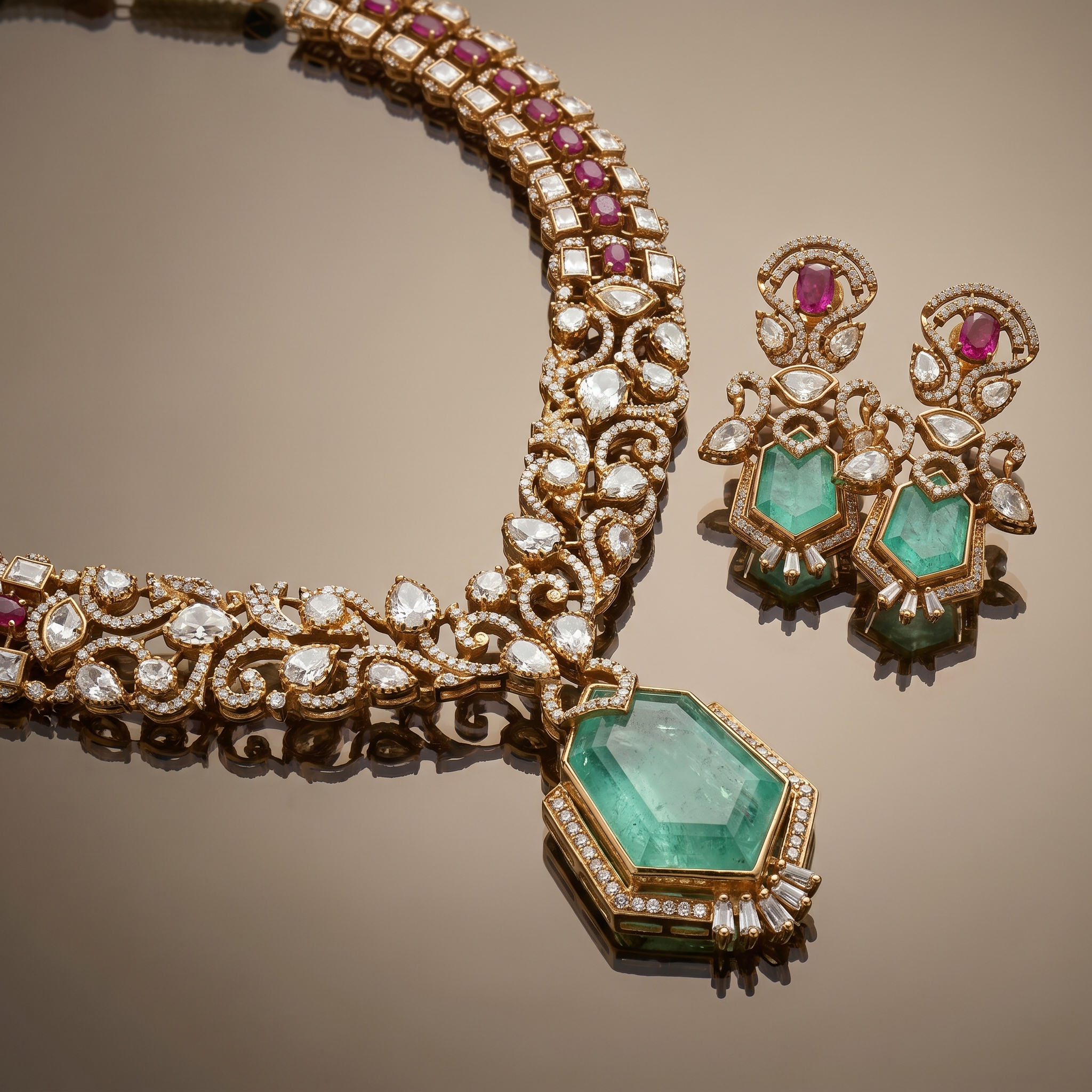 Vritika Emerald Regal Necklace Set