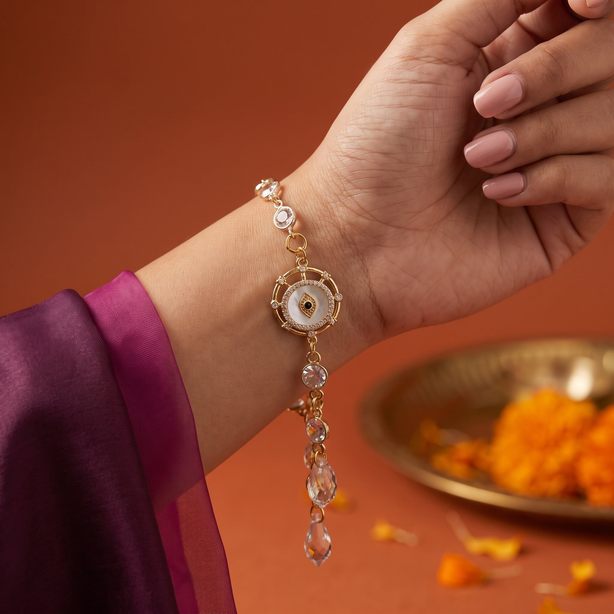 Rakhi sets - Floral and Evil Eye Rakhi and Lumba