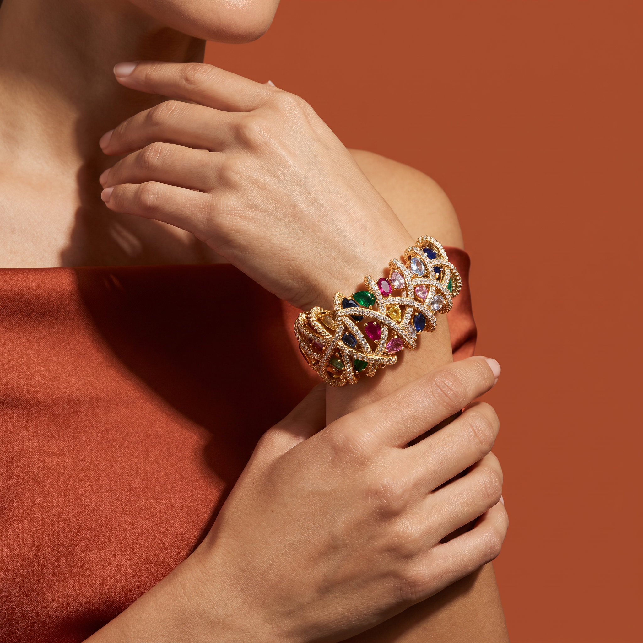 Navrang Gemstone Statement Cuff