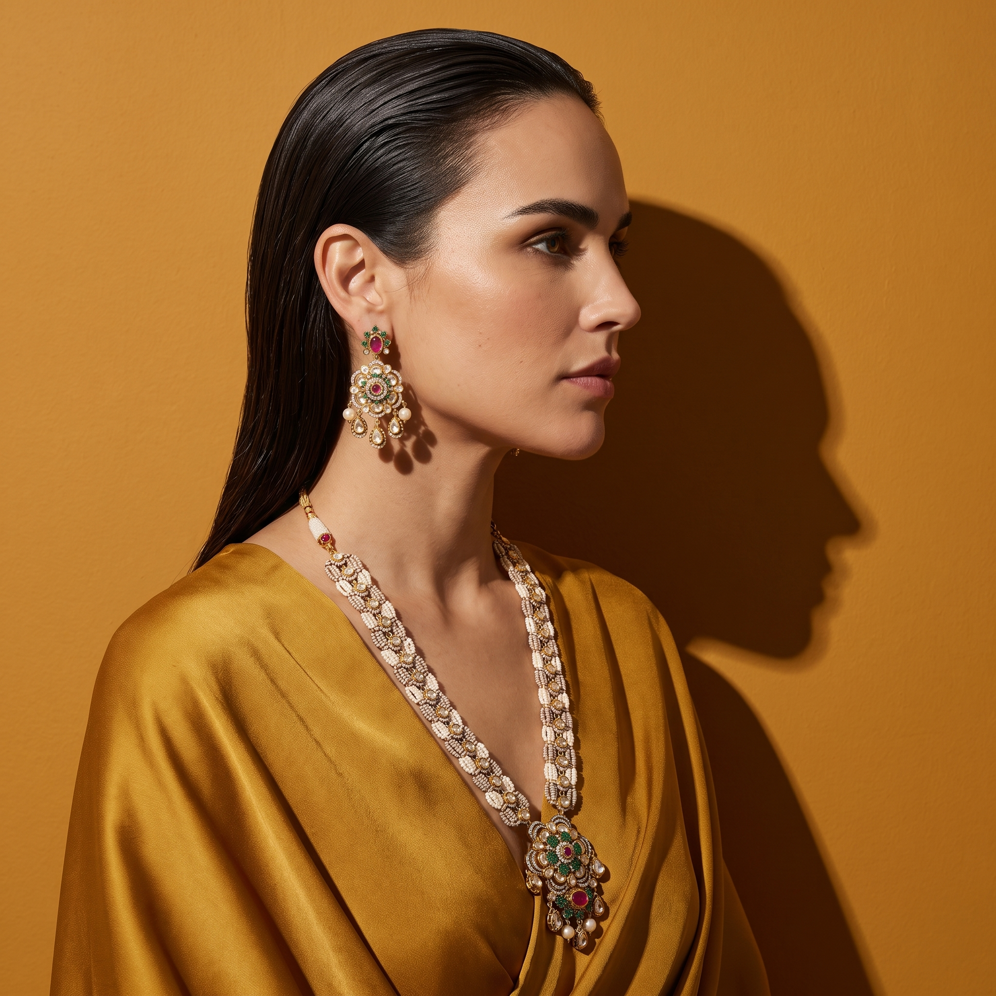Gulnoor Pearl Drop Necklace Set