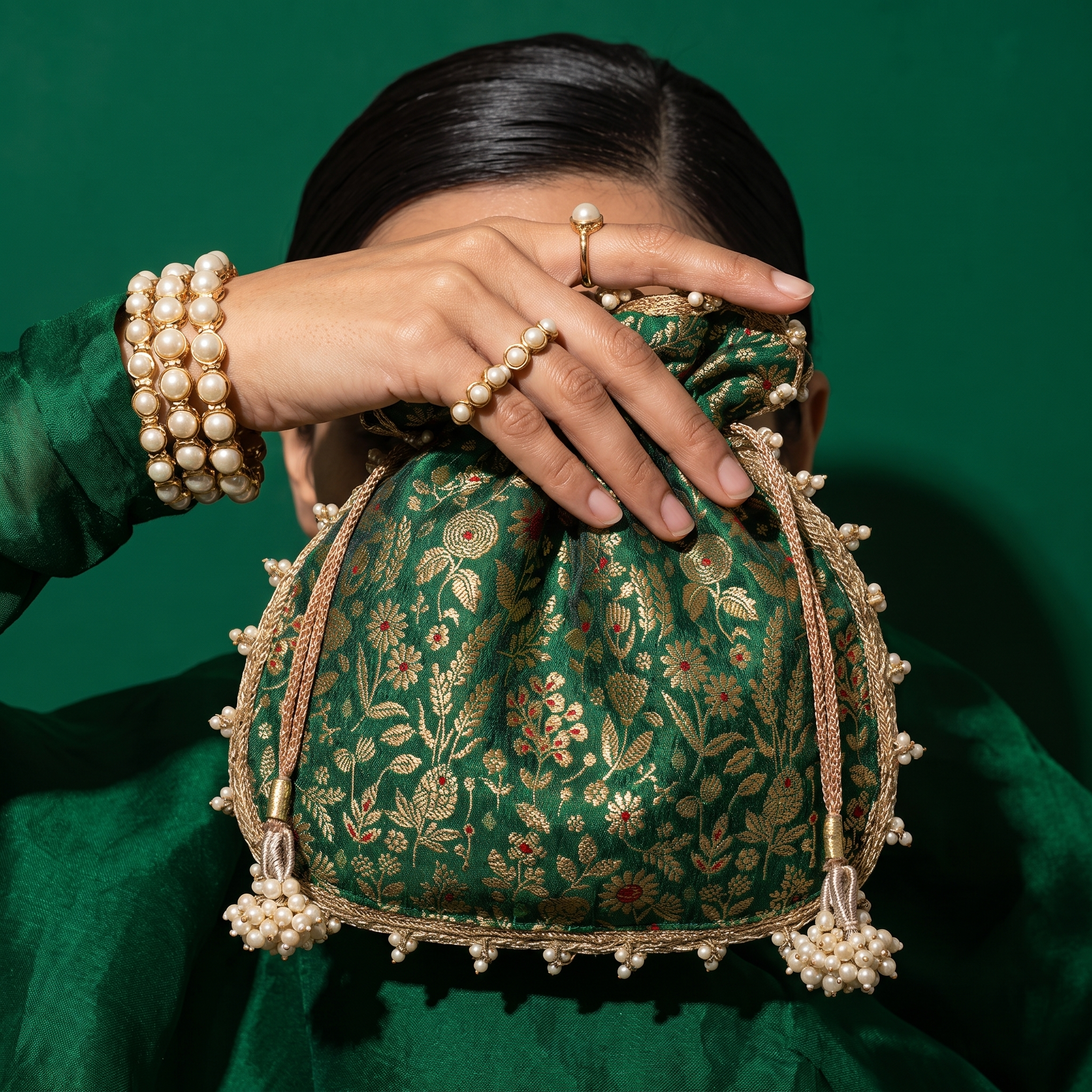 Emerald Brocade Potli Bag