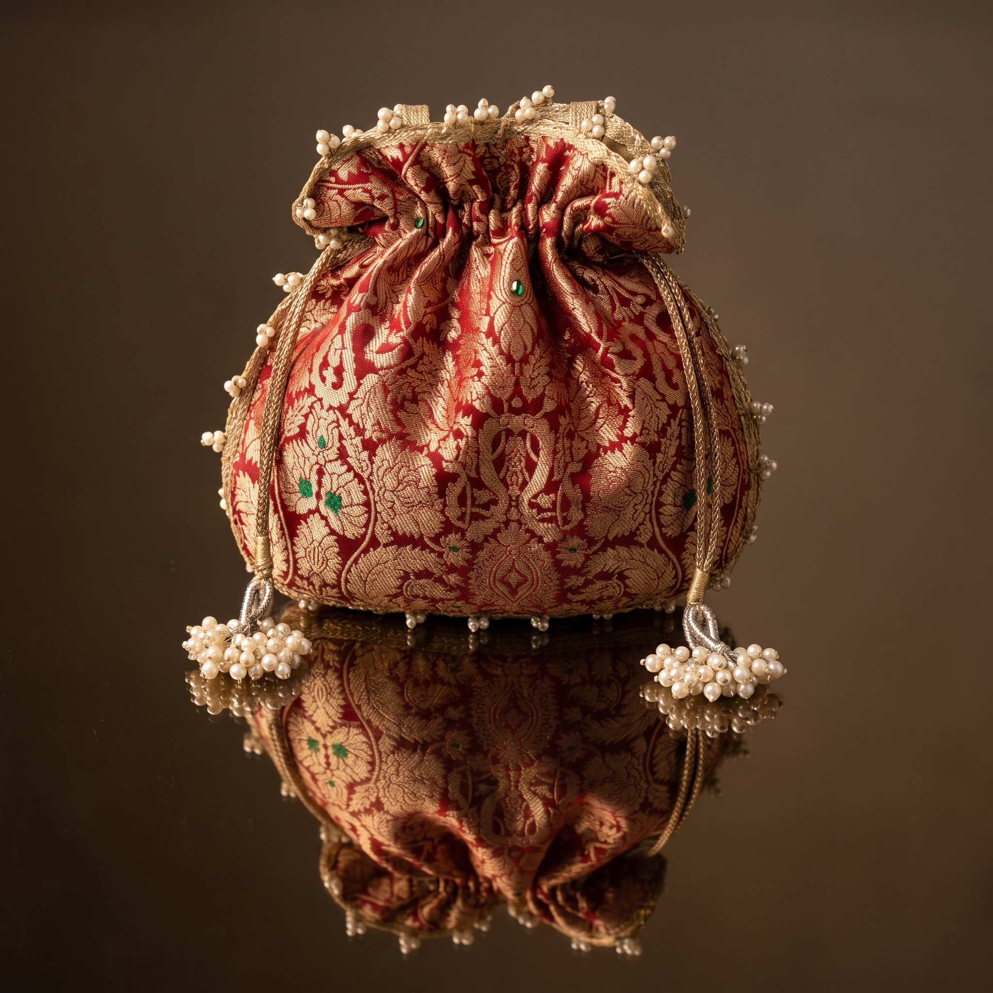 Red Brocade Potli Bag