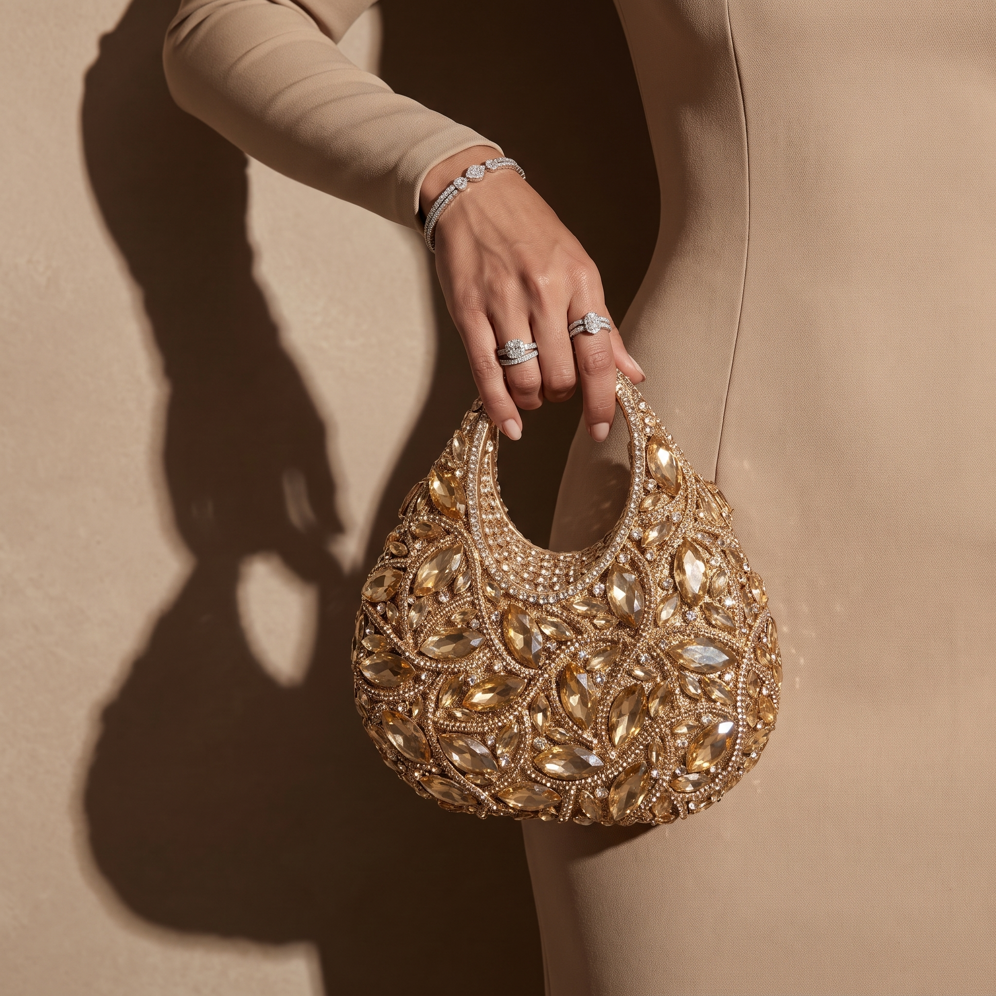 Tesoro Gold Crystal Bag