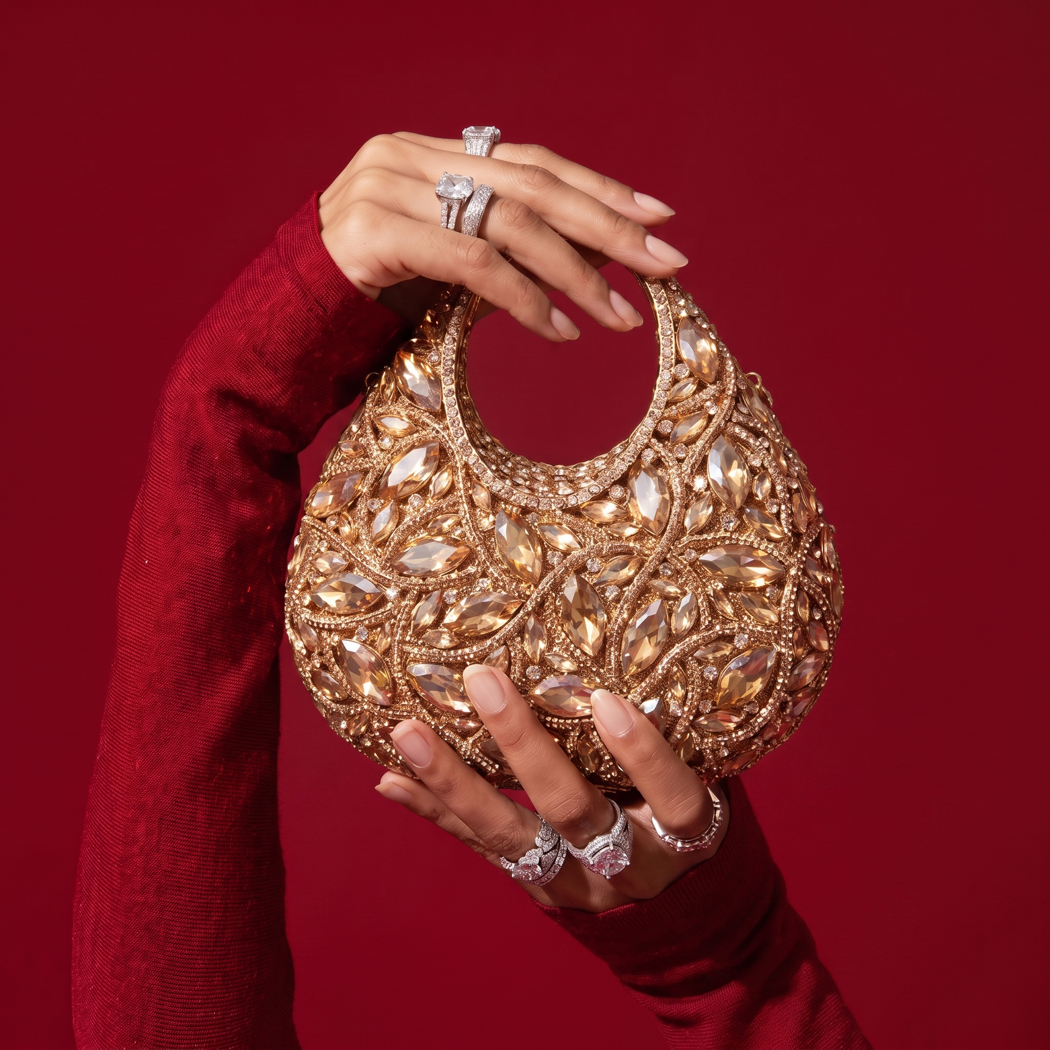 Tesoro Gold Crystal Bag