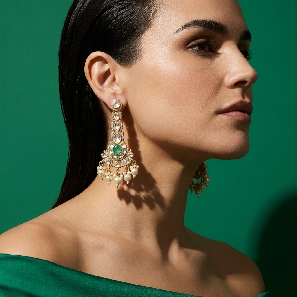 Kaira Kundan Chandelier Earrings