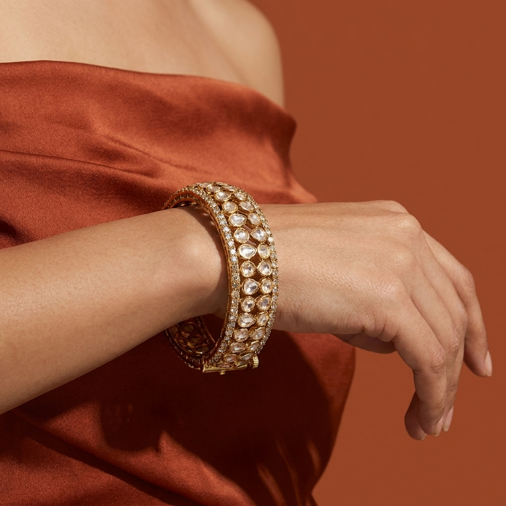 Mishri Polki Cuff Bracelet