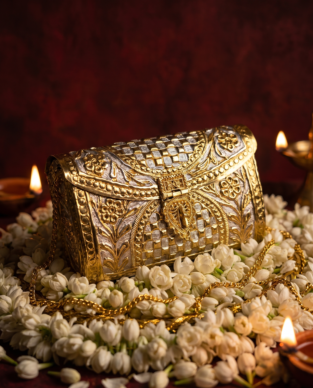 Gold Silver Mosaic Clutch Bag