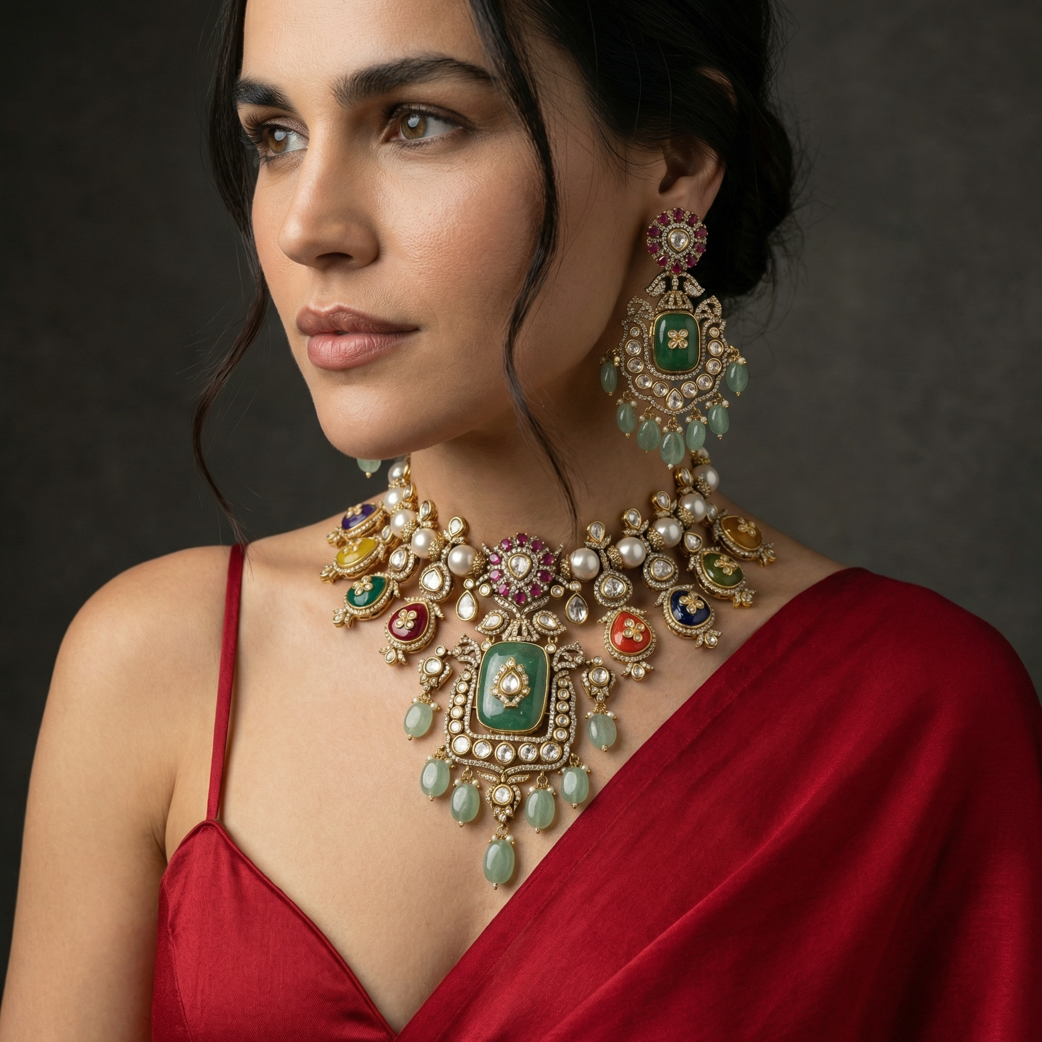 Vasundhra Navrangi Kundan Set