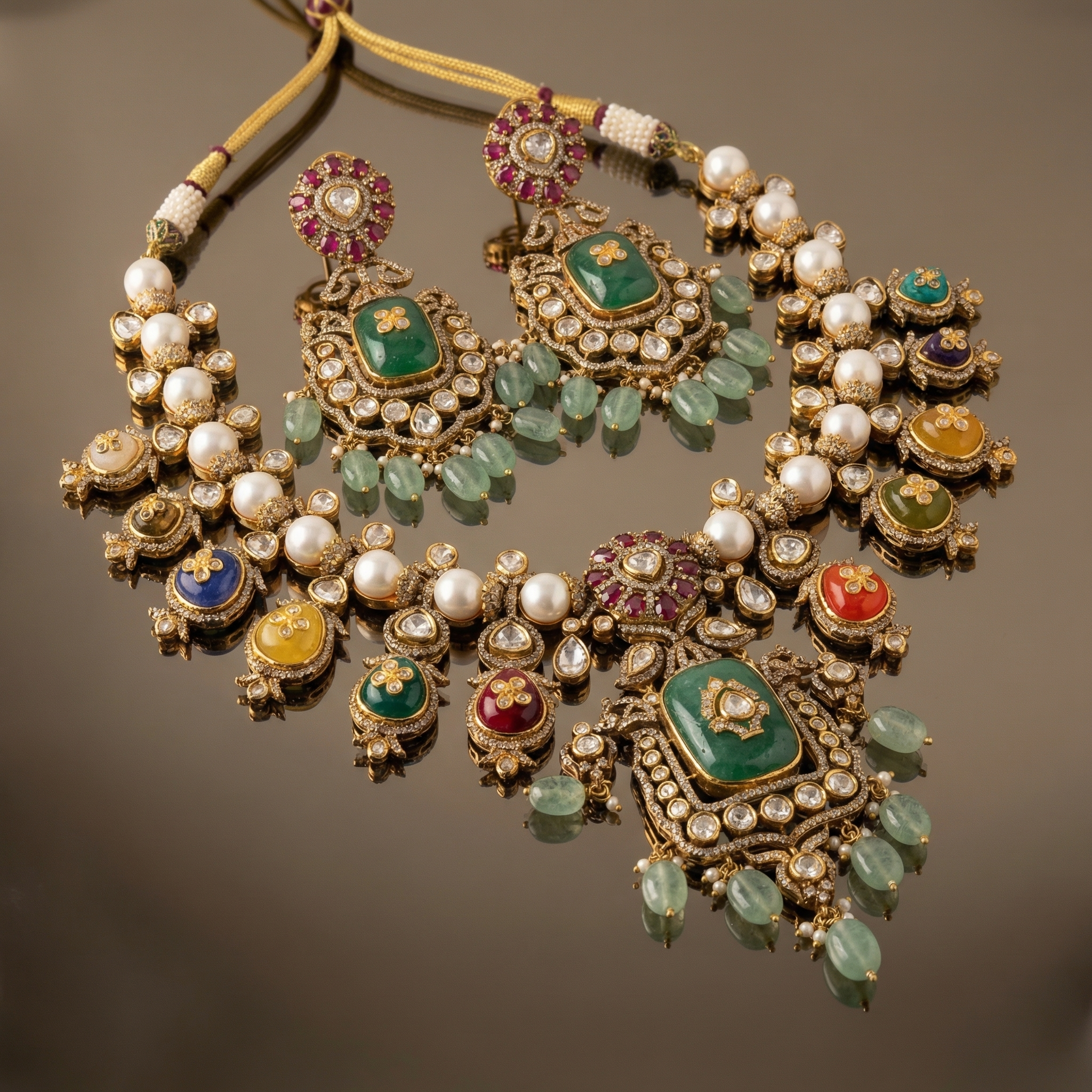 Vasundhra Navrangi Kundan Set