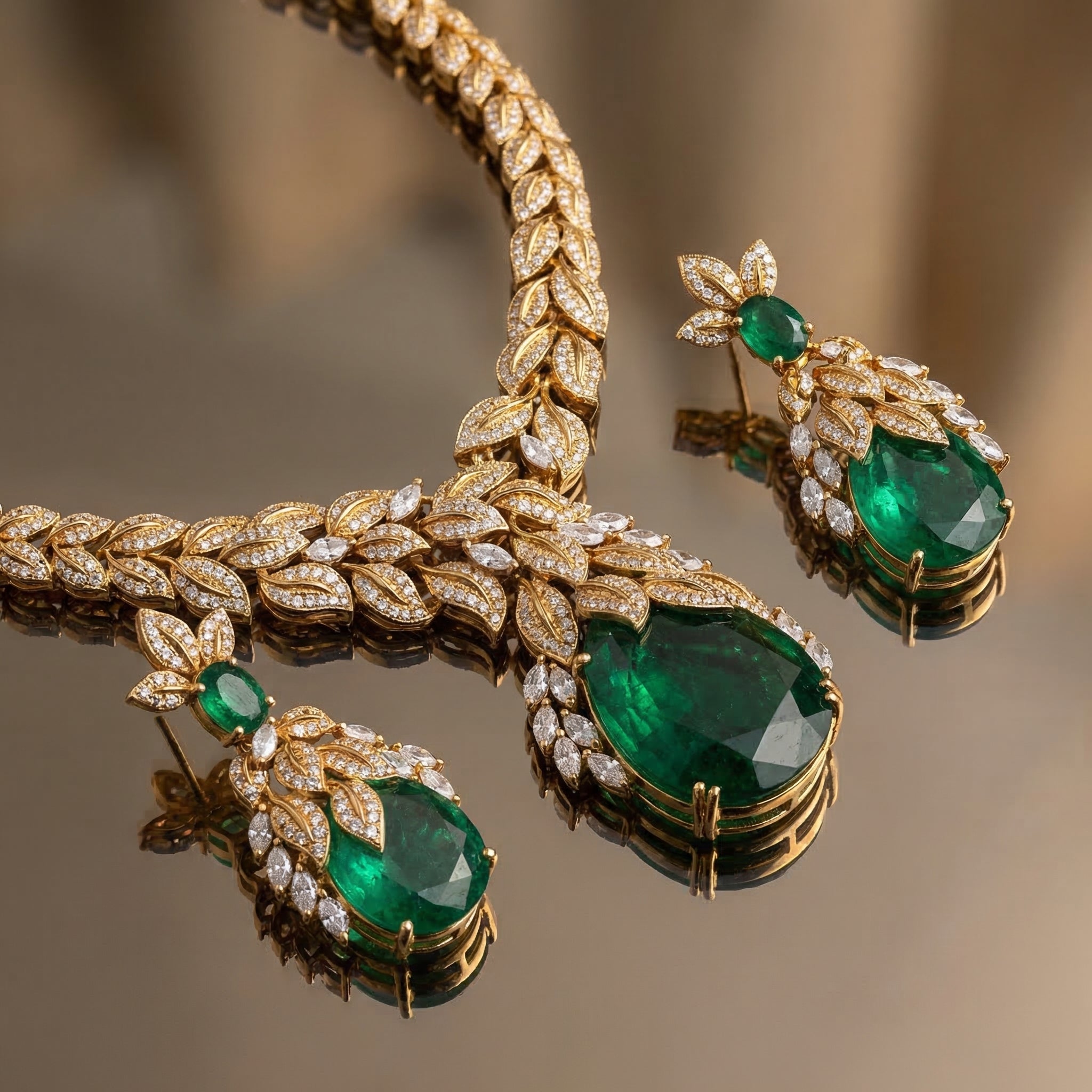 Zehra – emerald vaani necklace set by Ozel