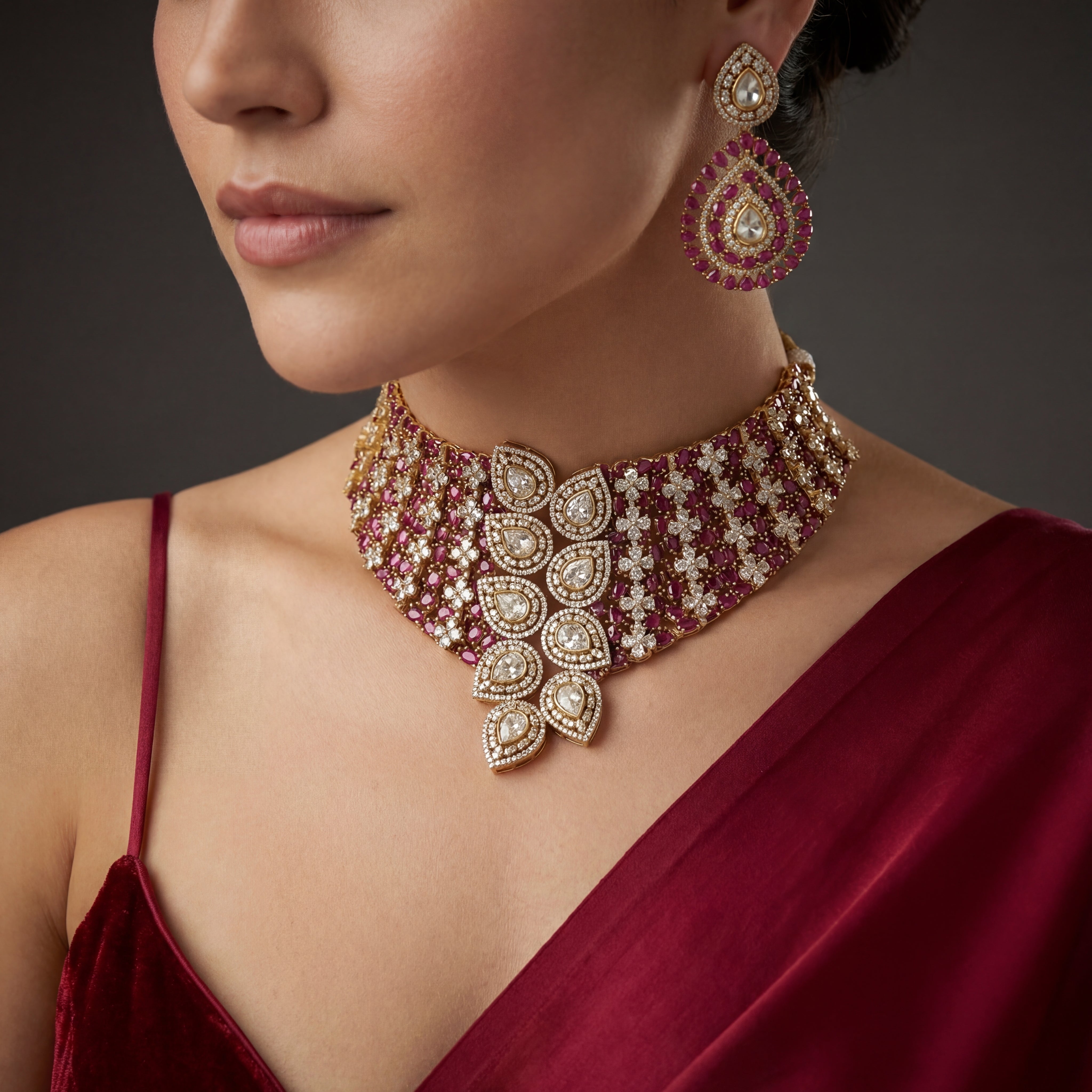 Ruby Lattice Luxe Choker Set