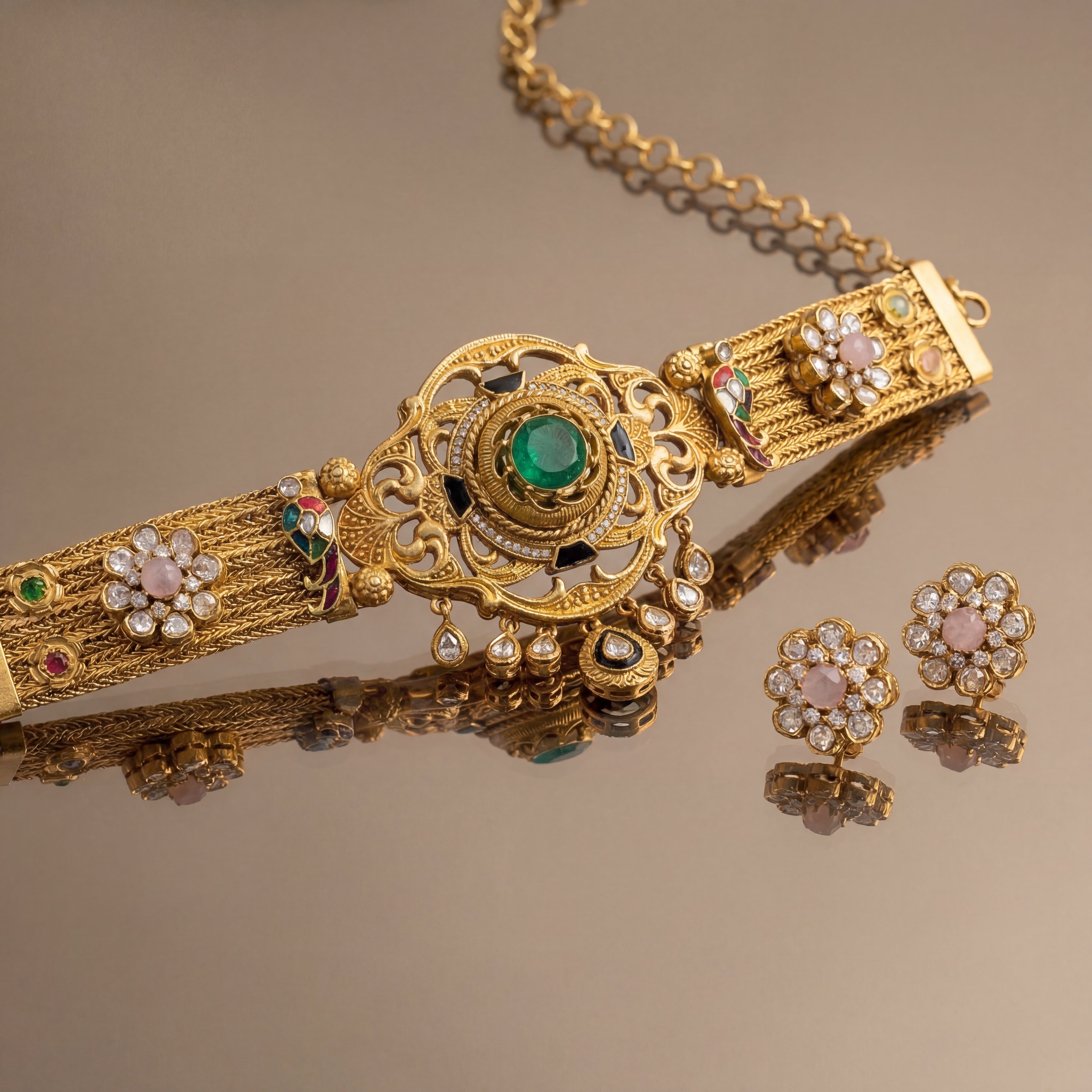 Zubeida Golden Choker Set