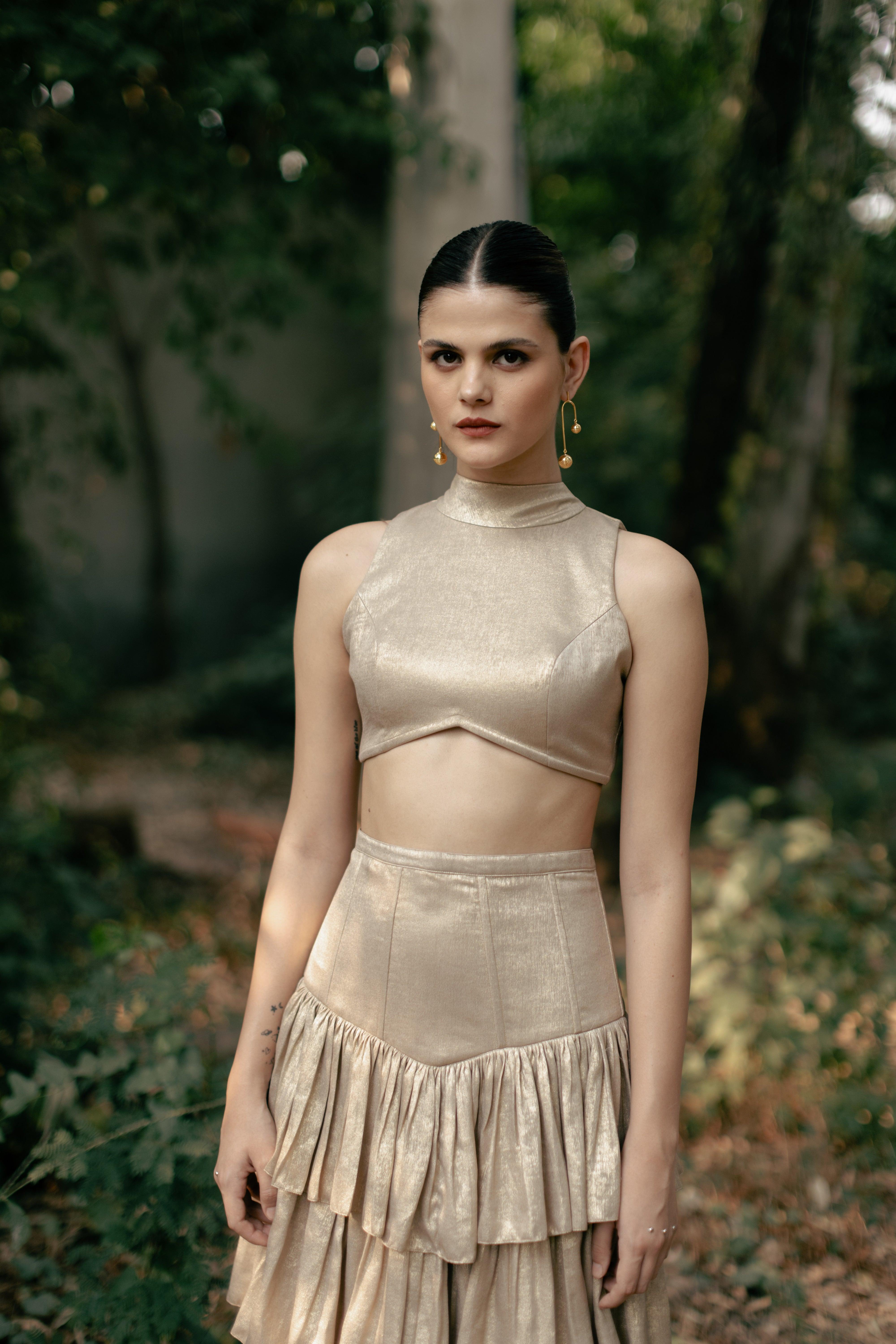 Leia Corset Skirt and Top set - Gold - Ozel