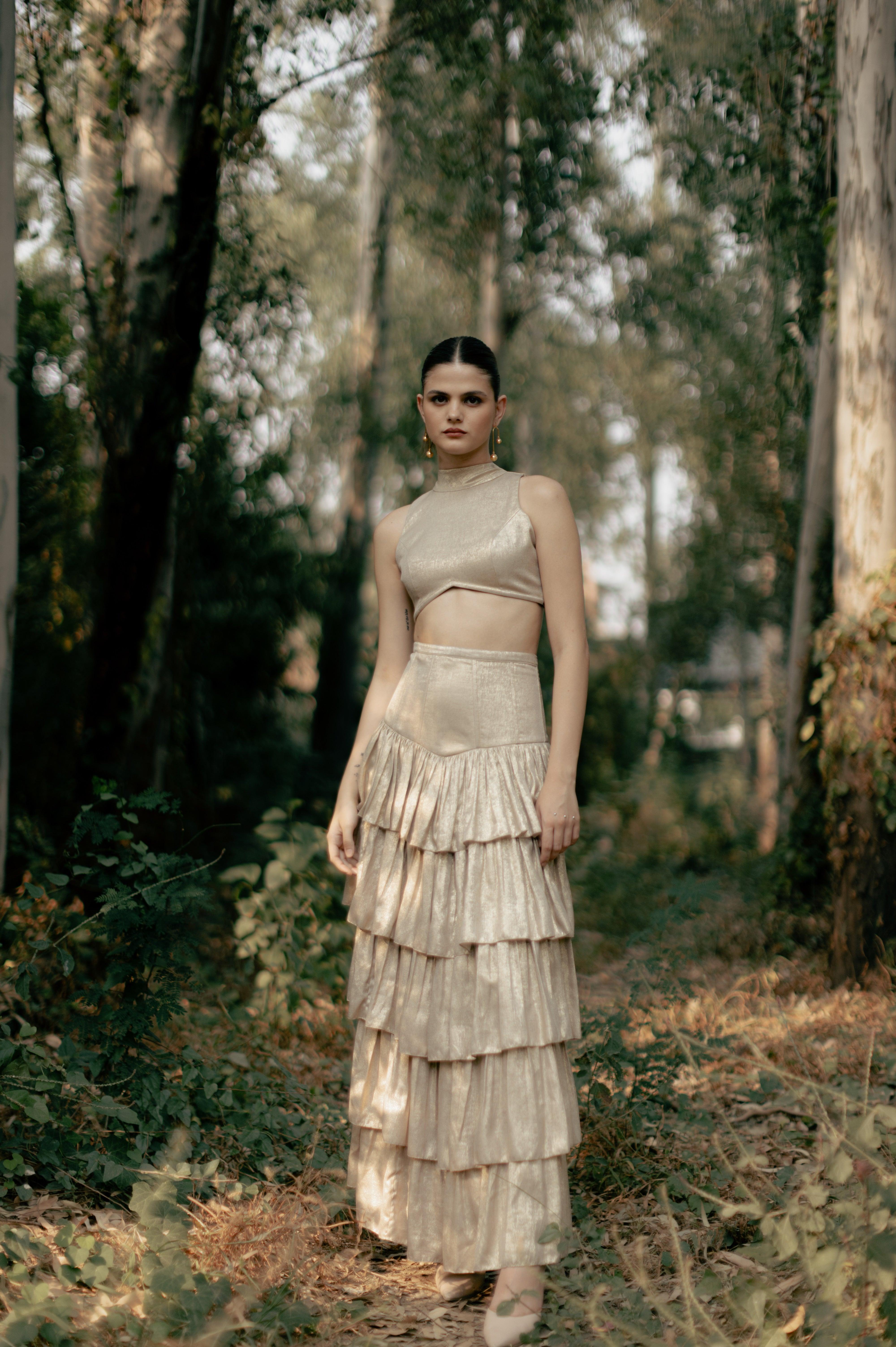 Leia Corset Skirt and Top set - Gold - Ozel