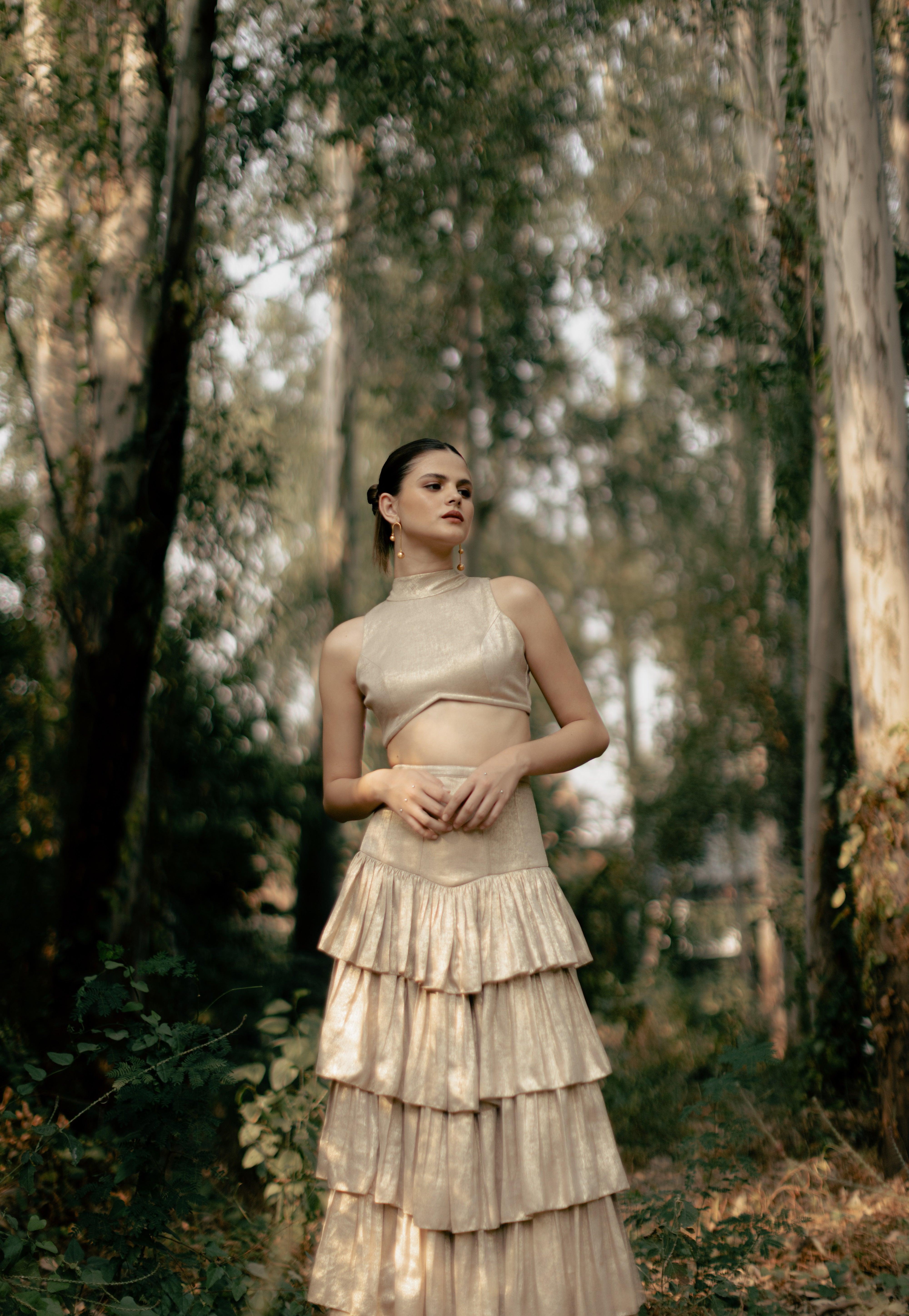 Leia Corset Skirt and Top set - Gold - Ozel