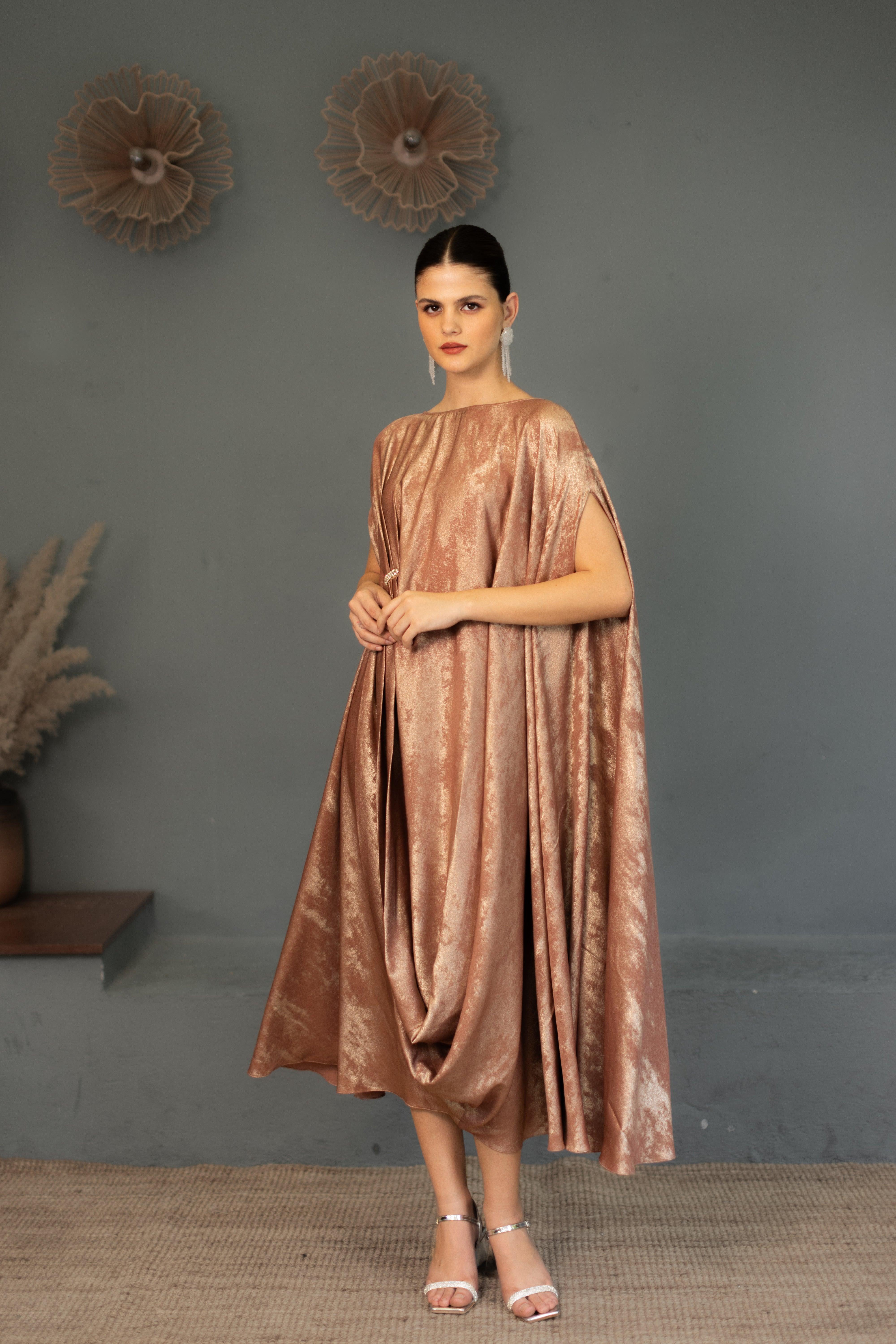 Alia Rose Gold Kaftan Dress - Ozel