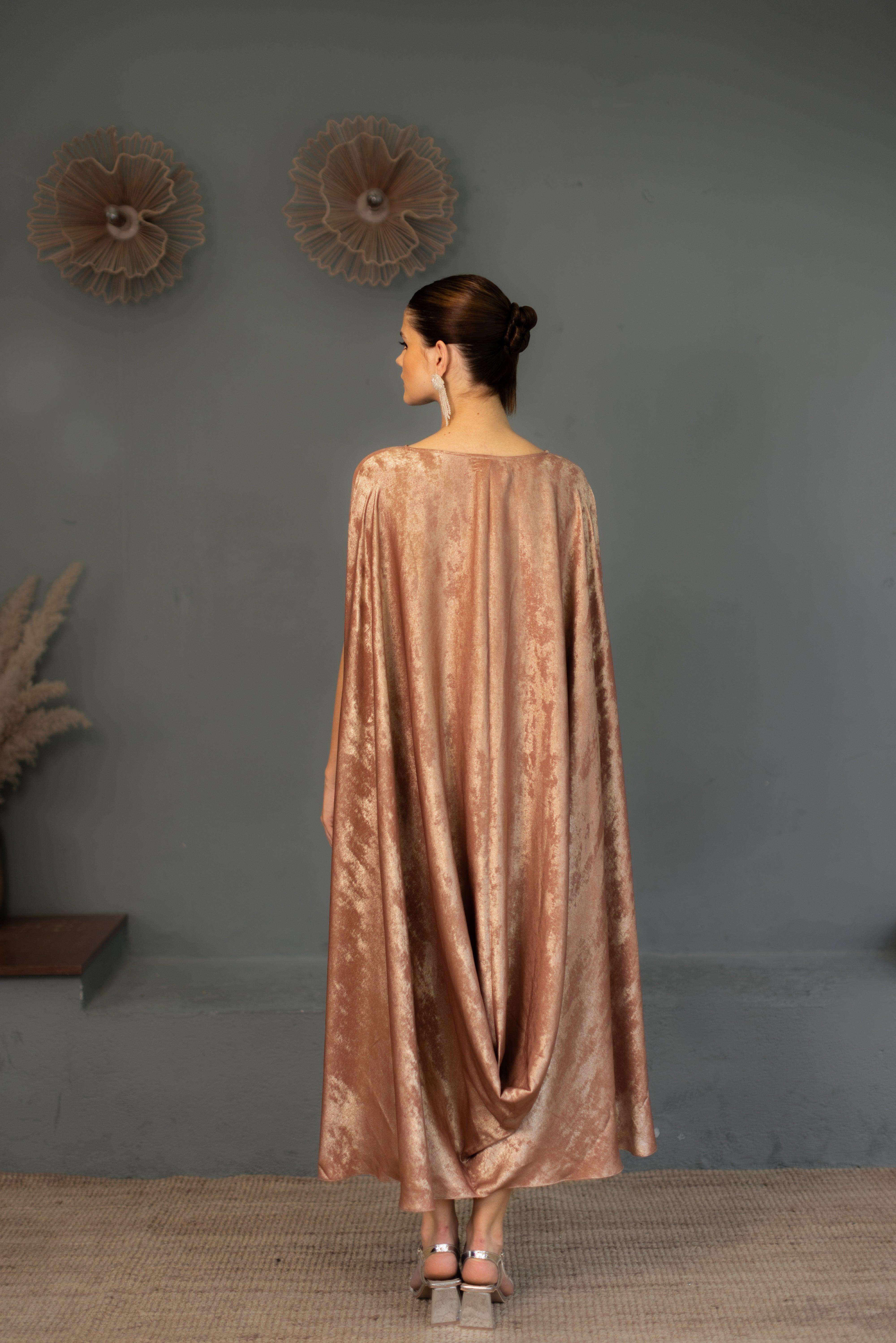 Alia Rose Gold Kaftan Dress - Ozel