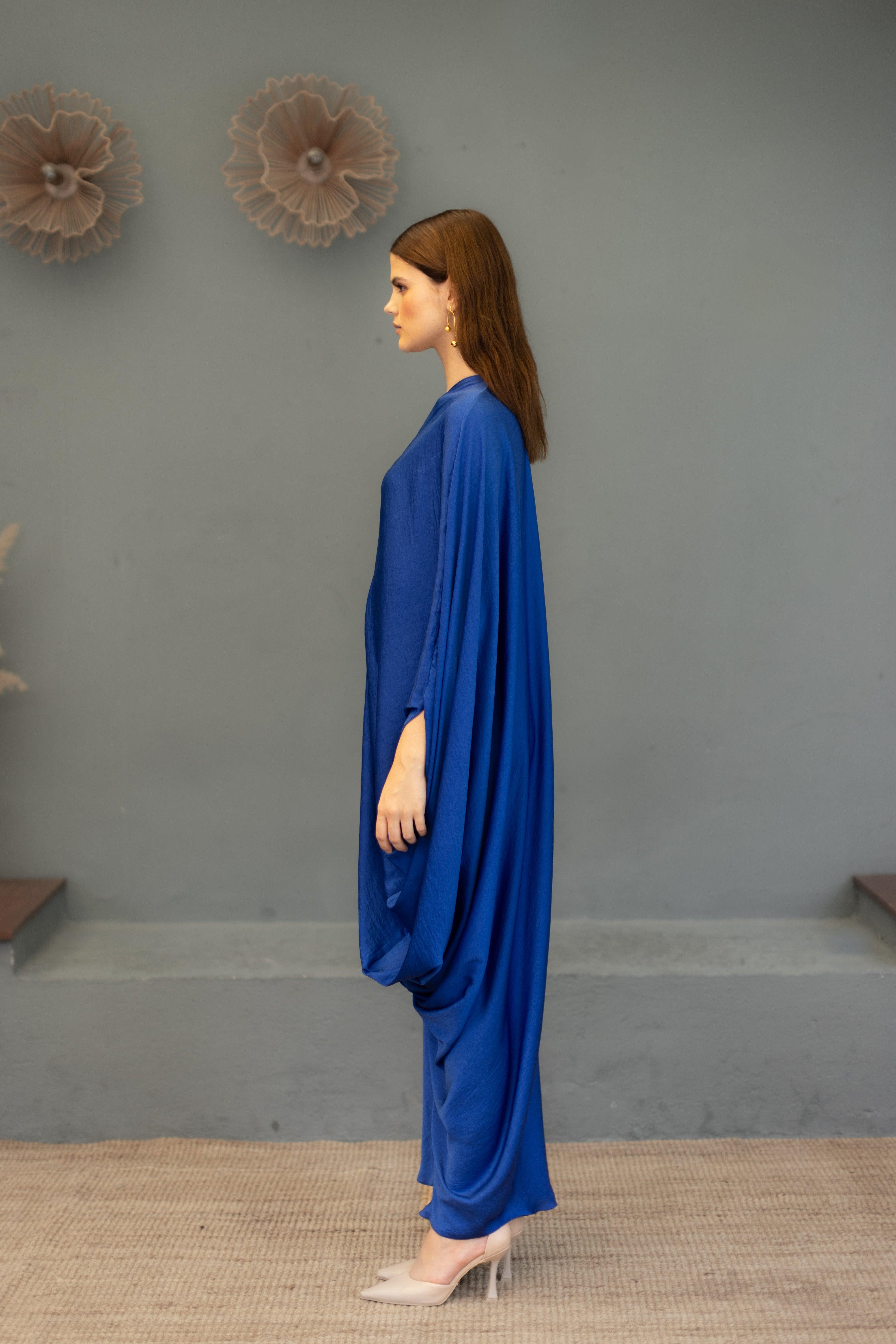 Olivia Electric Blue One Shoulder Gown - Ozel