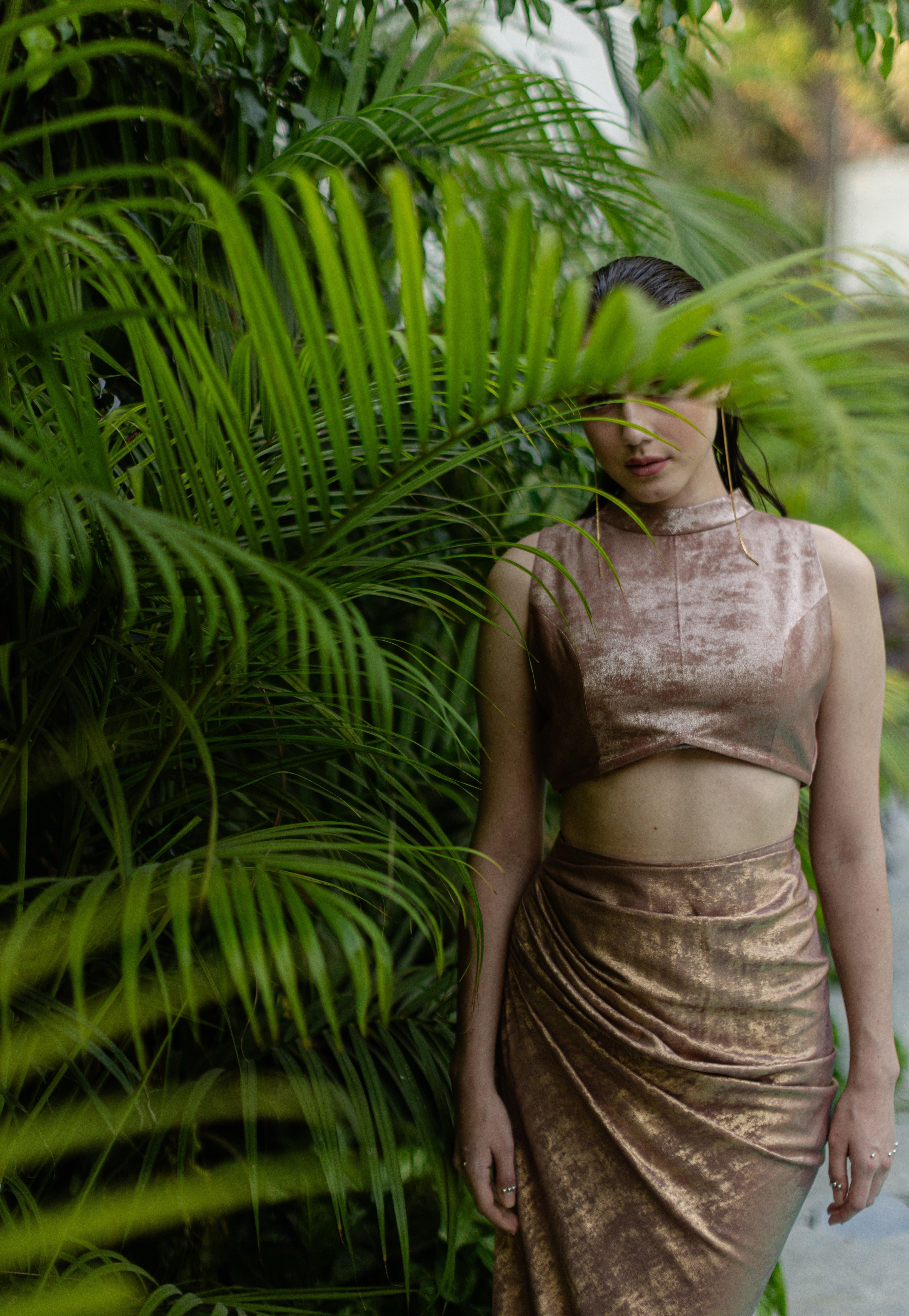 Nina Draped Skirt and Top set - Rose Gold - Ozel