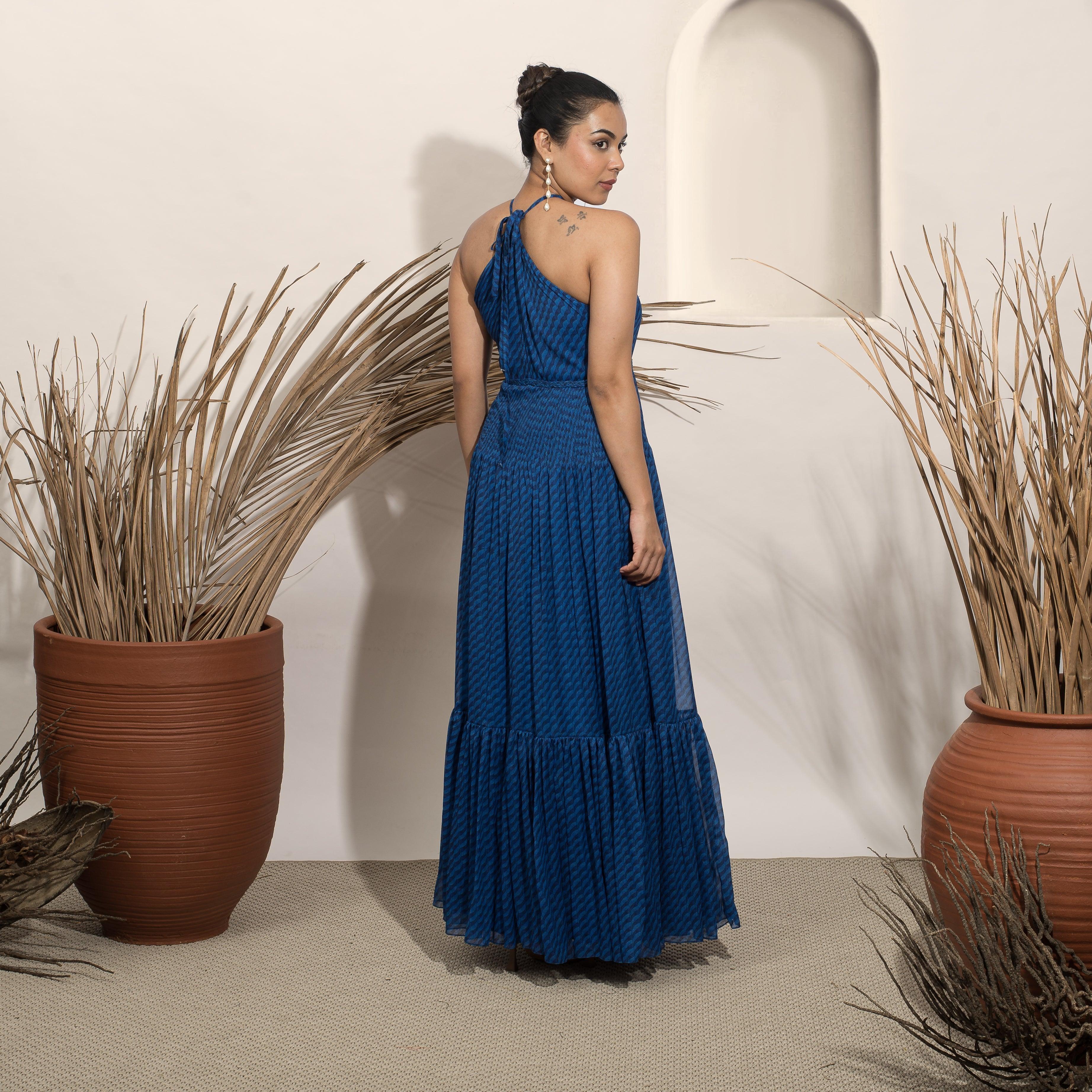 Noir Blue Halter Gown - Ozel