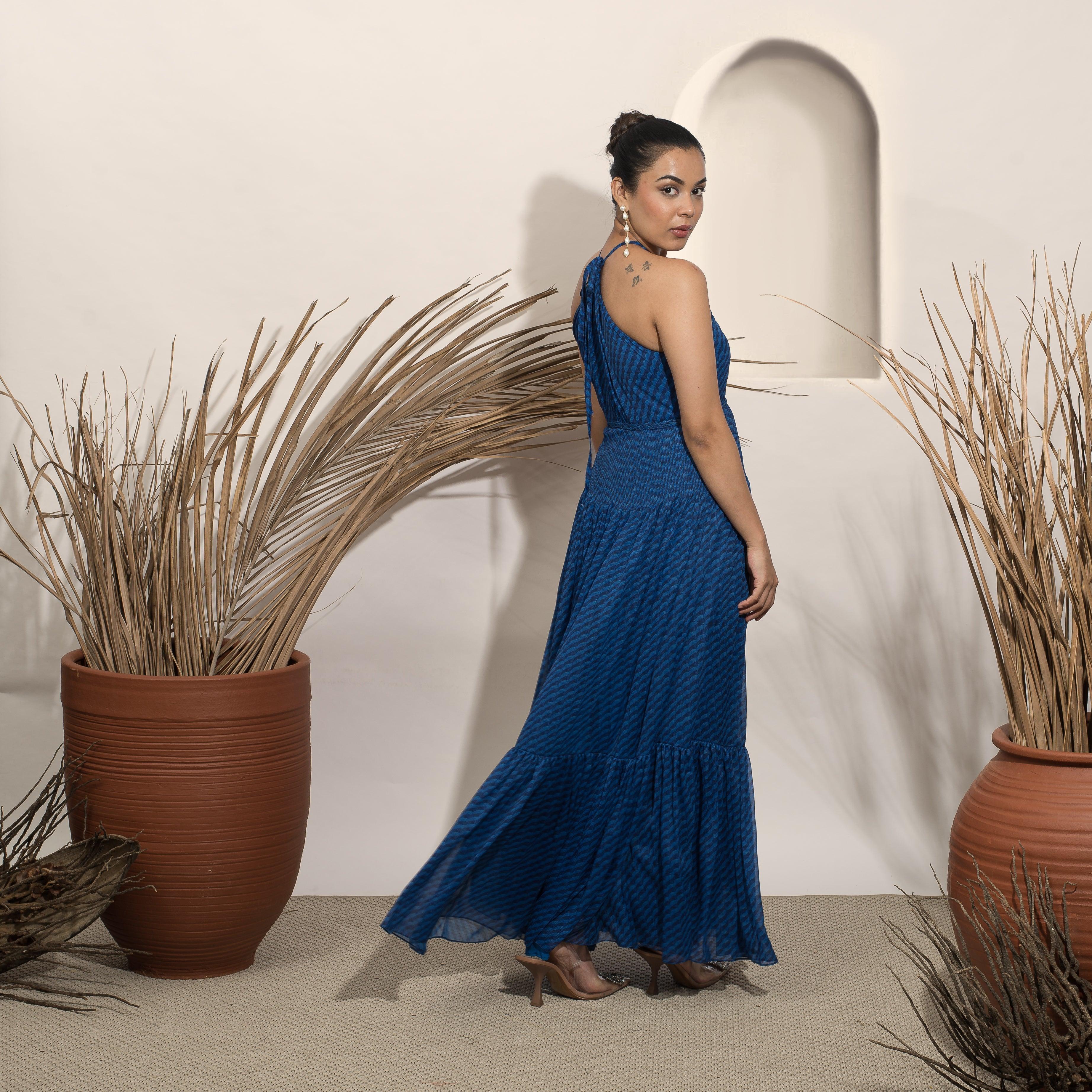 Noir Blue Halter Gown - Ozel