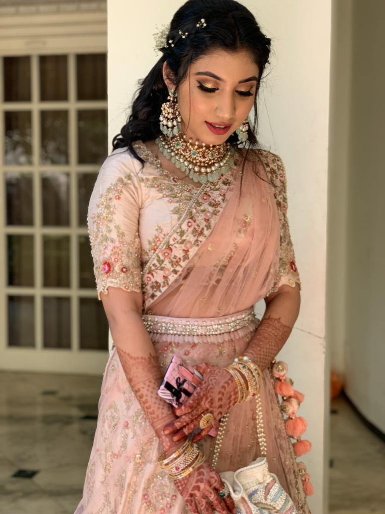 Pastel pink Hand Embroidered Belt