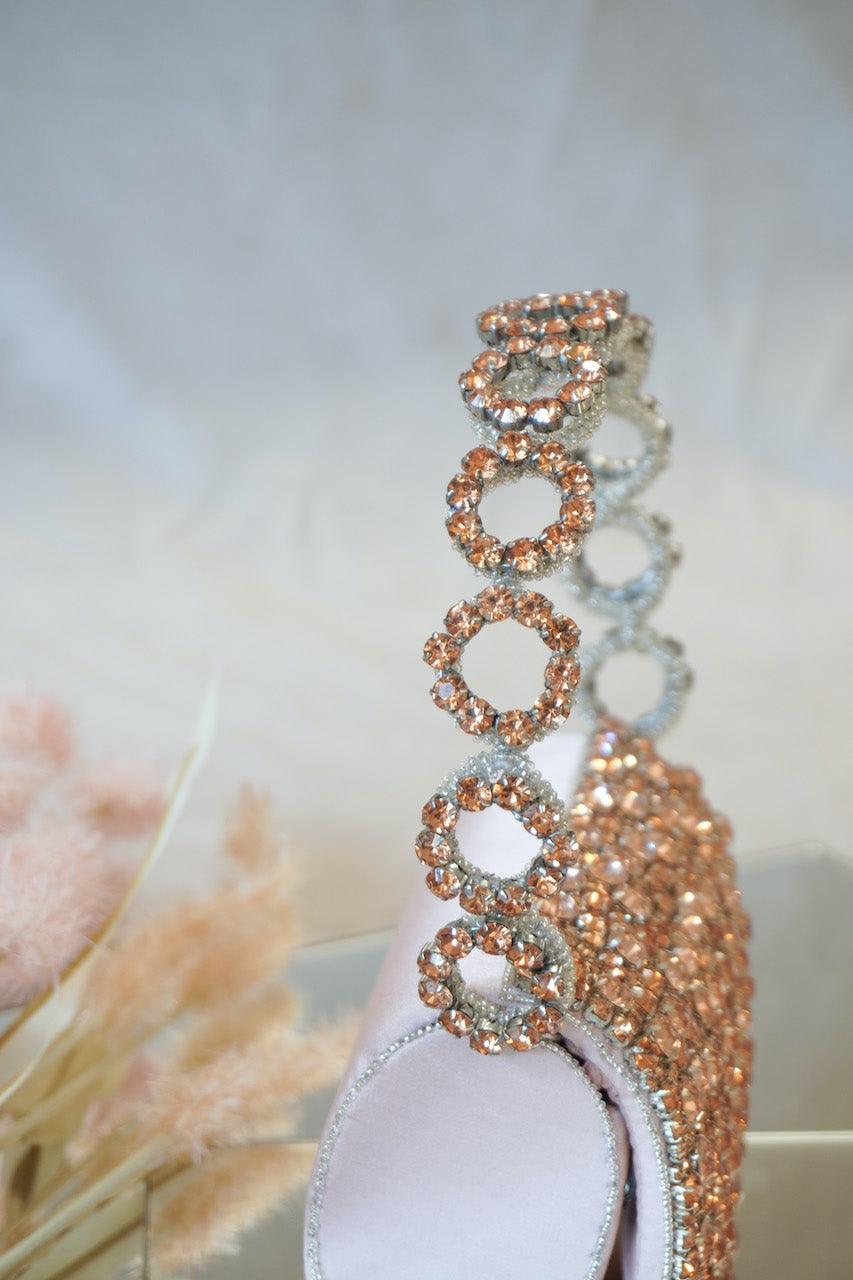 Colored Rhinestones Mini Flap Bag with Circle Handle - Ozel