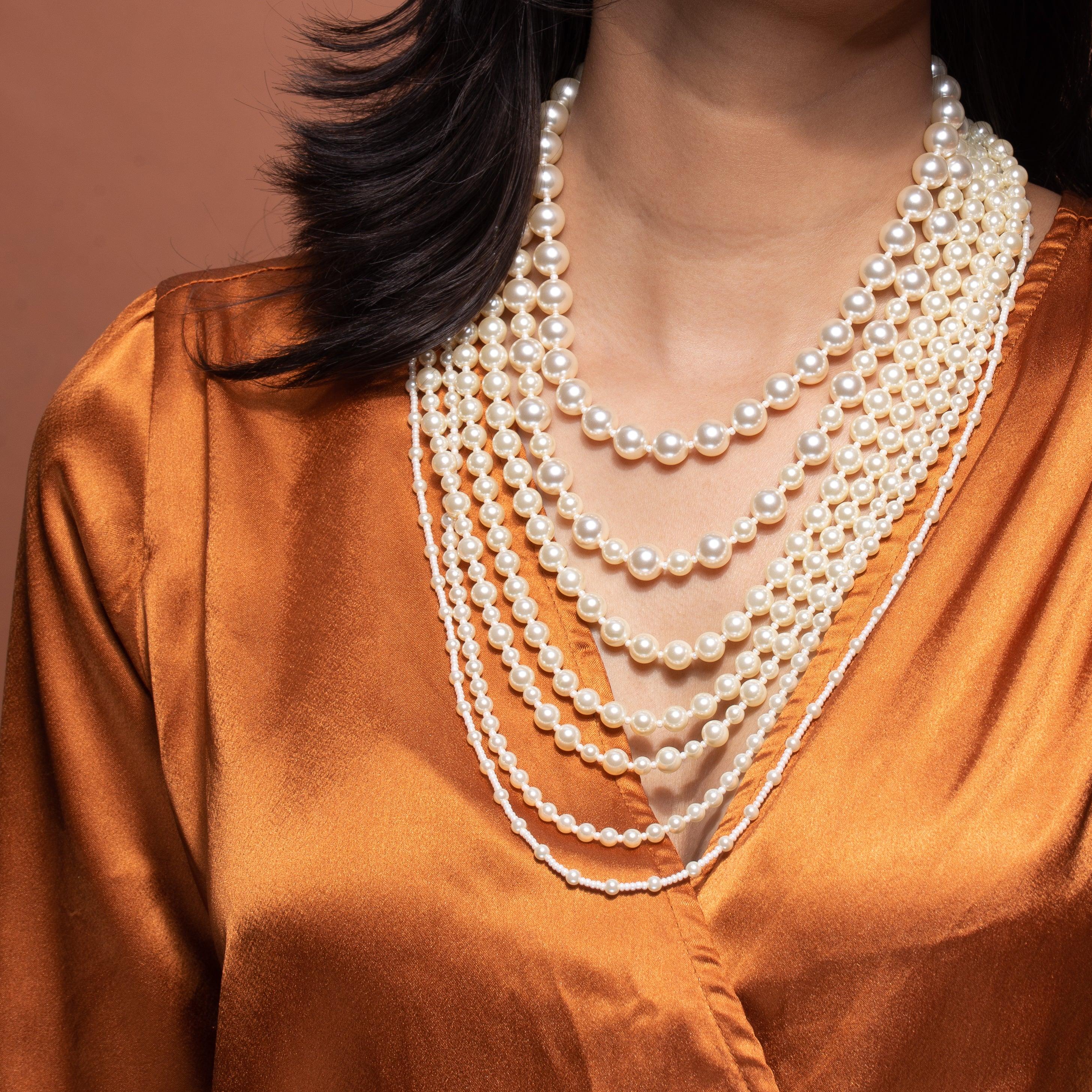 Multi Layer Gradient Swarvoski Pearl Necklace